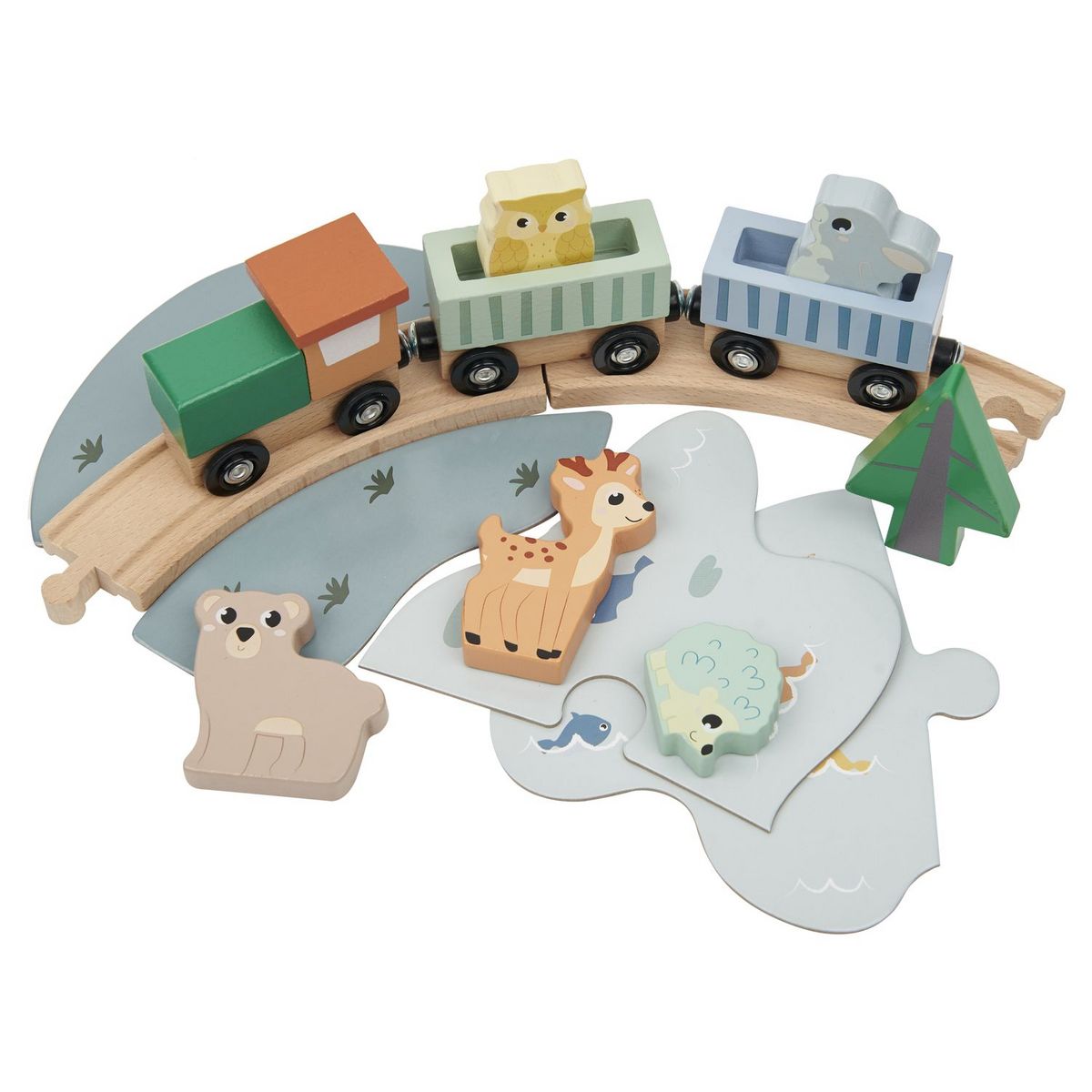 ONE TWO FUN Coffret Train en bois My Léo 59 cm