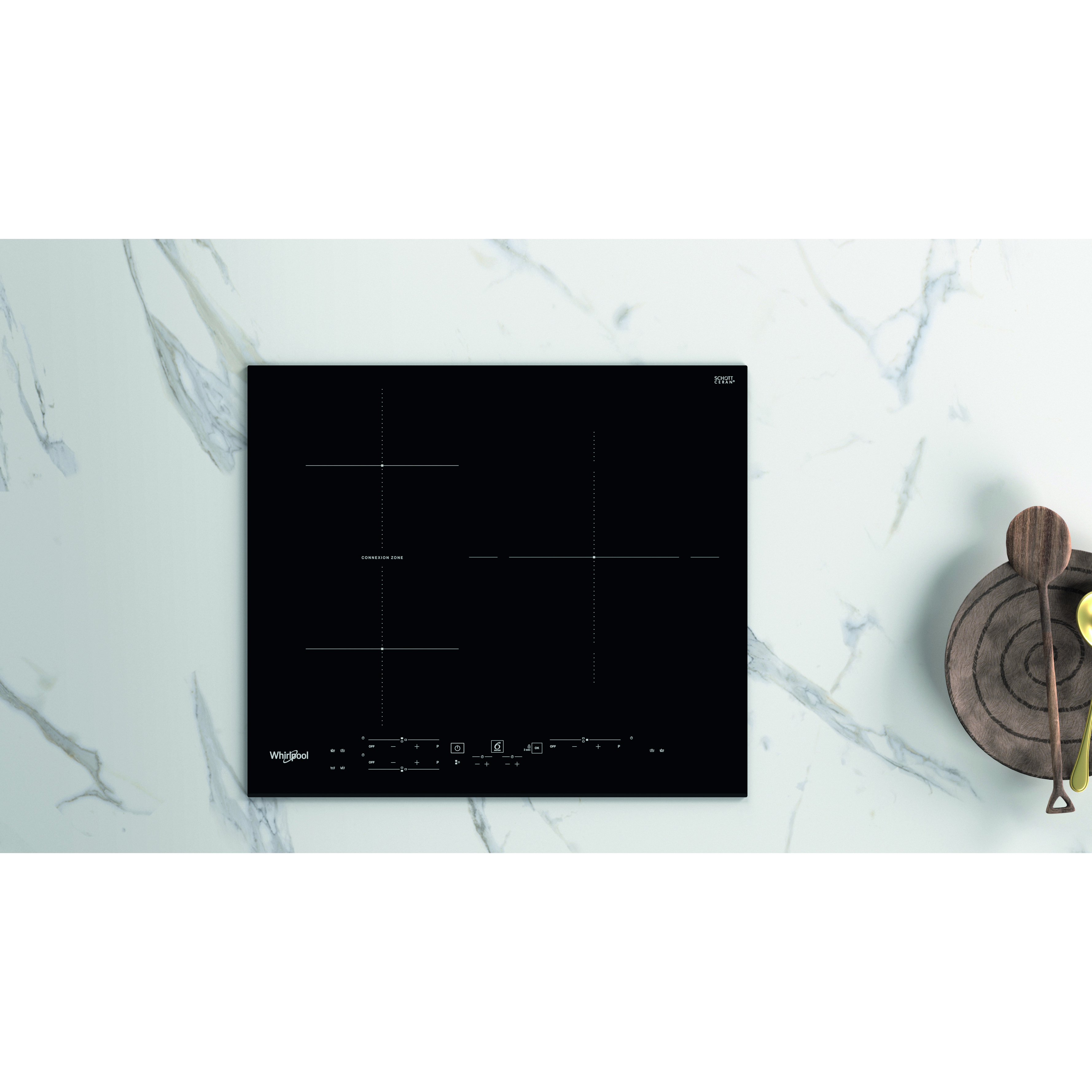 Voir la diapositive 7 : WHIRLPOOL Table de cuisson induction encastrable WBB3760BF, 56 cm, 3 foyers