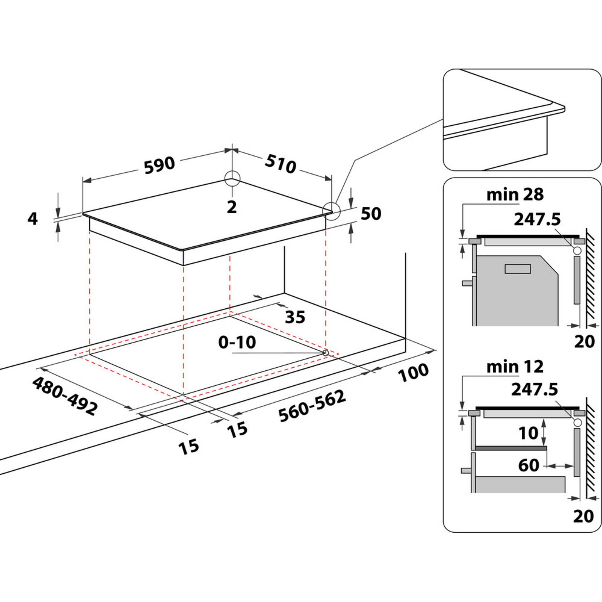 Voir la diapositive 11 : WHIRLPOOL Table de cuisson induction encastrable WBB3760BF, 56 cm, 3 foyers