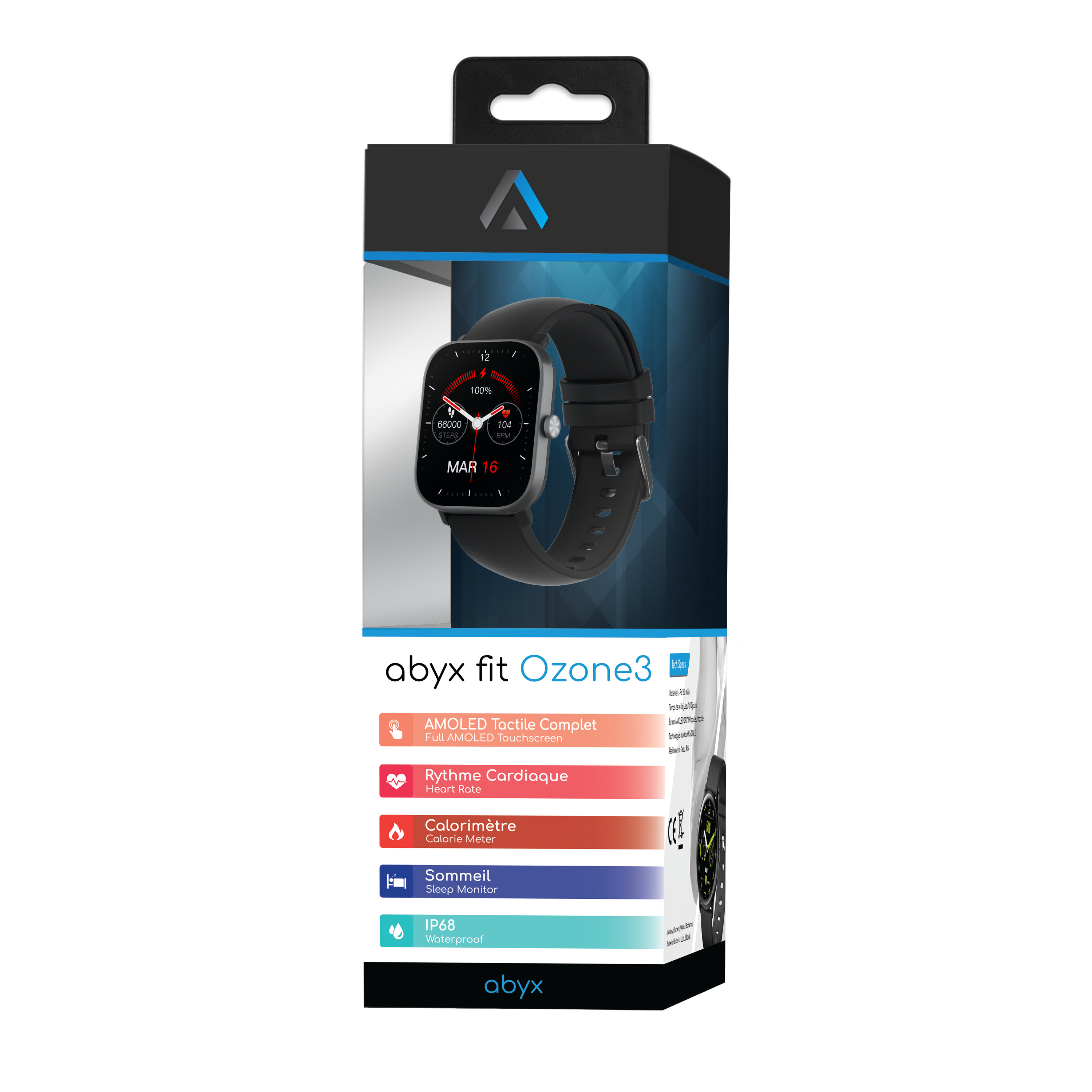 Voir la diapositive 2 : ABYX Montre connectée FIT OZONE 3 - Noir