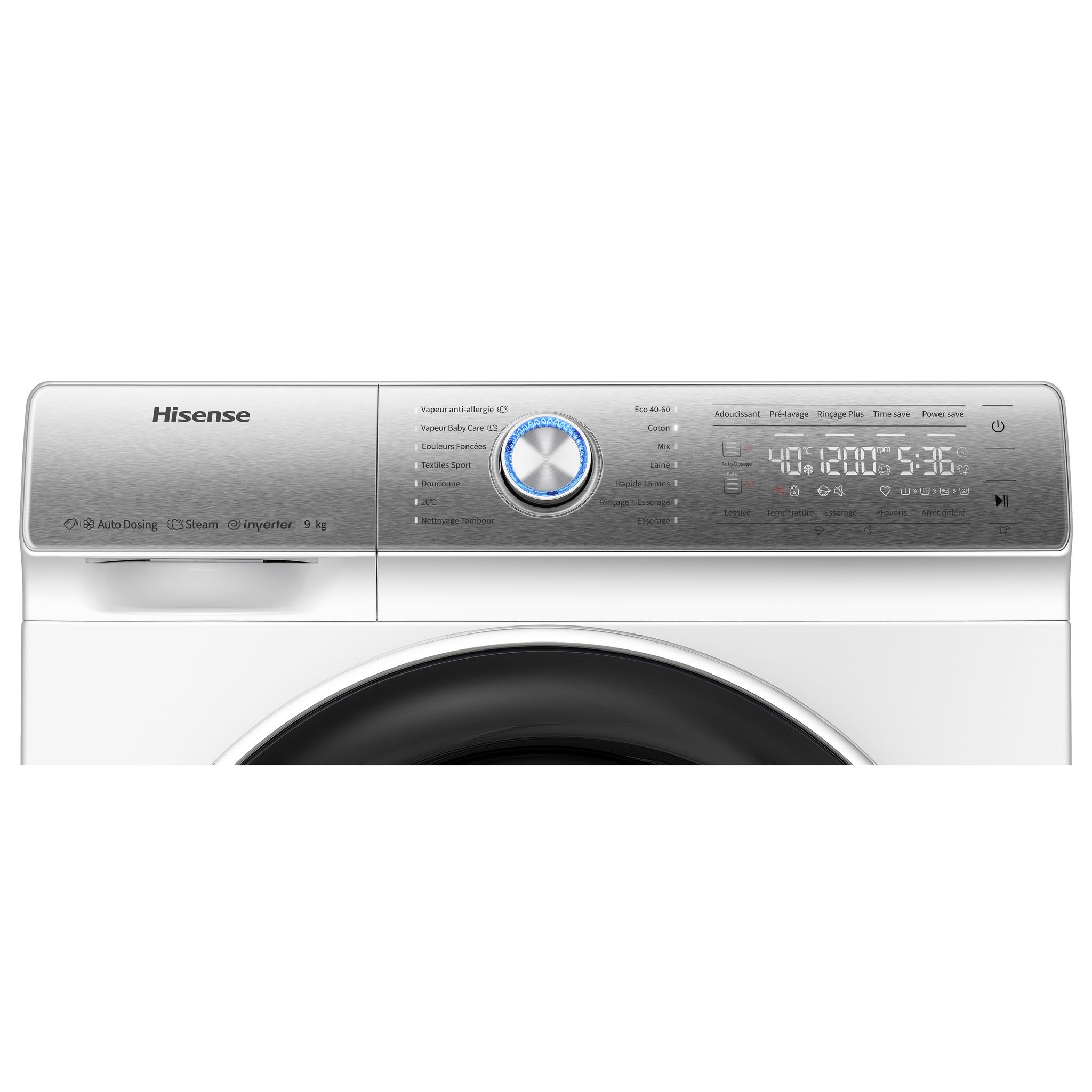 Voir la diapositive 4 : HISENSE Lave linge hublot Autodose WF9014QREVAJM, 9 kg, 1400 T/min