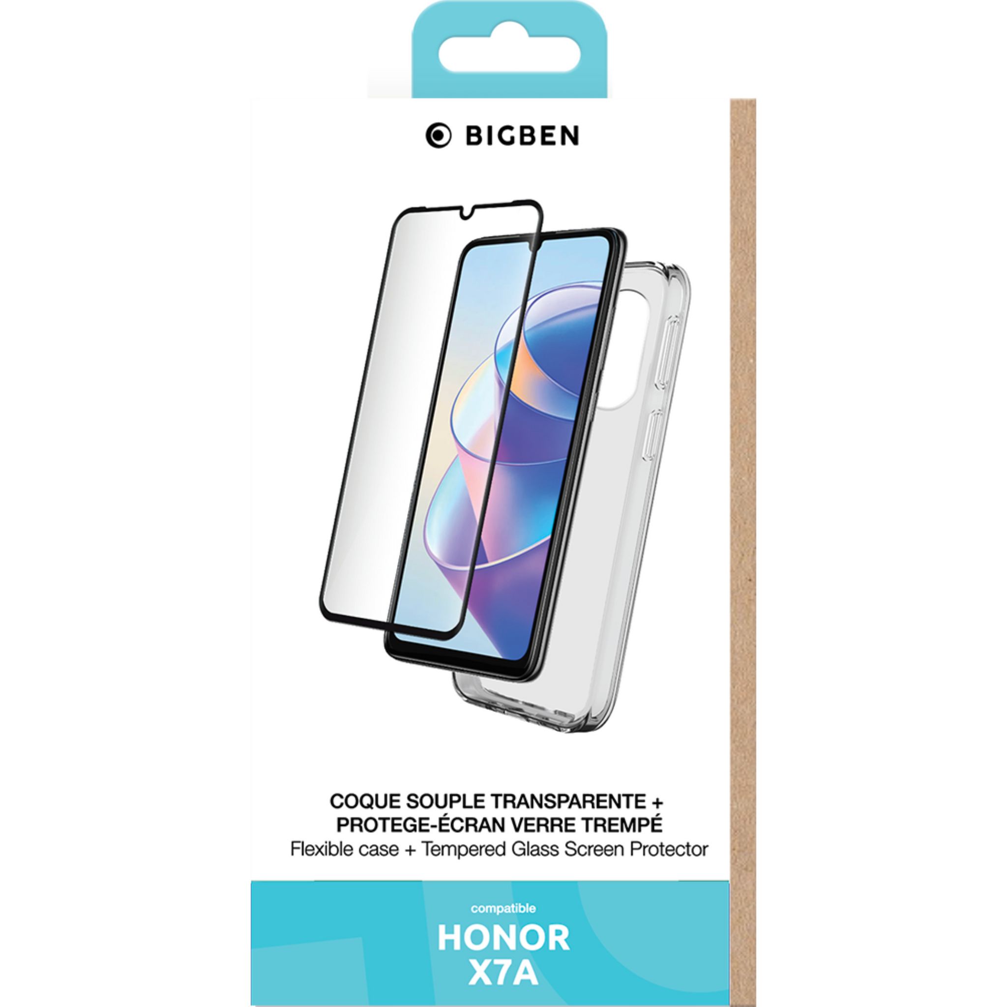 Voir la diapositive 2 : BIGBEN Coque Silicone et Verre trempé pour HONOR X7A - Transparent