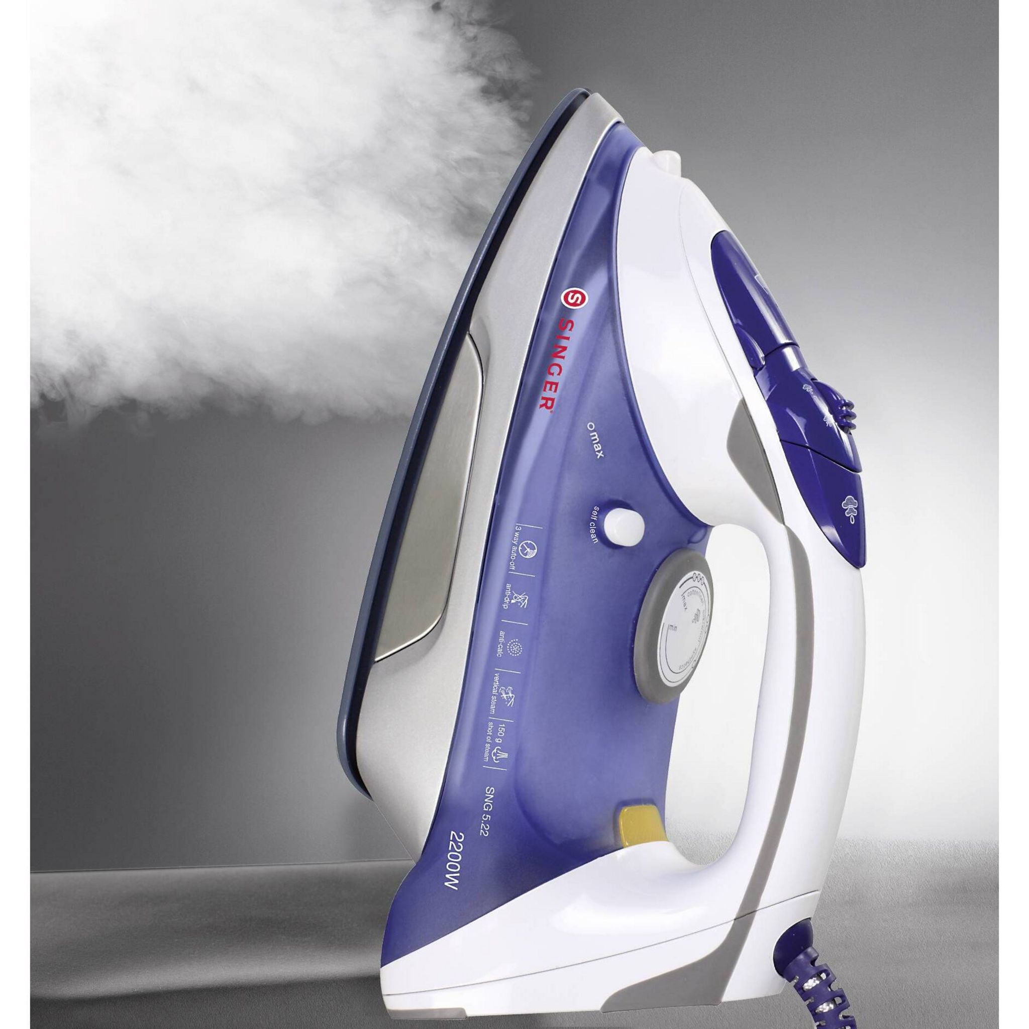 Voir la diapositive 3 : SINGER Fer à repasser SNG522 - Bleu et blanc