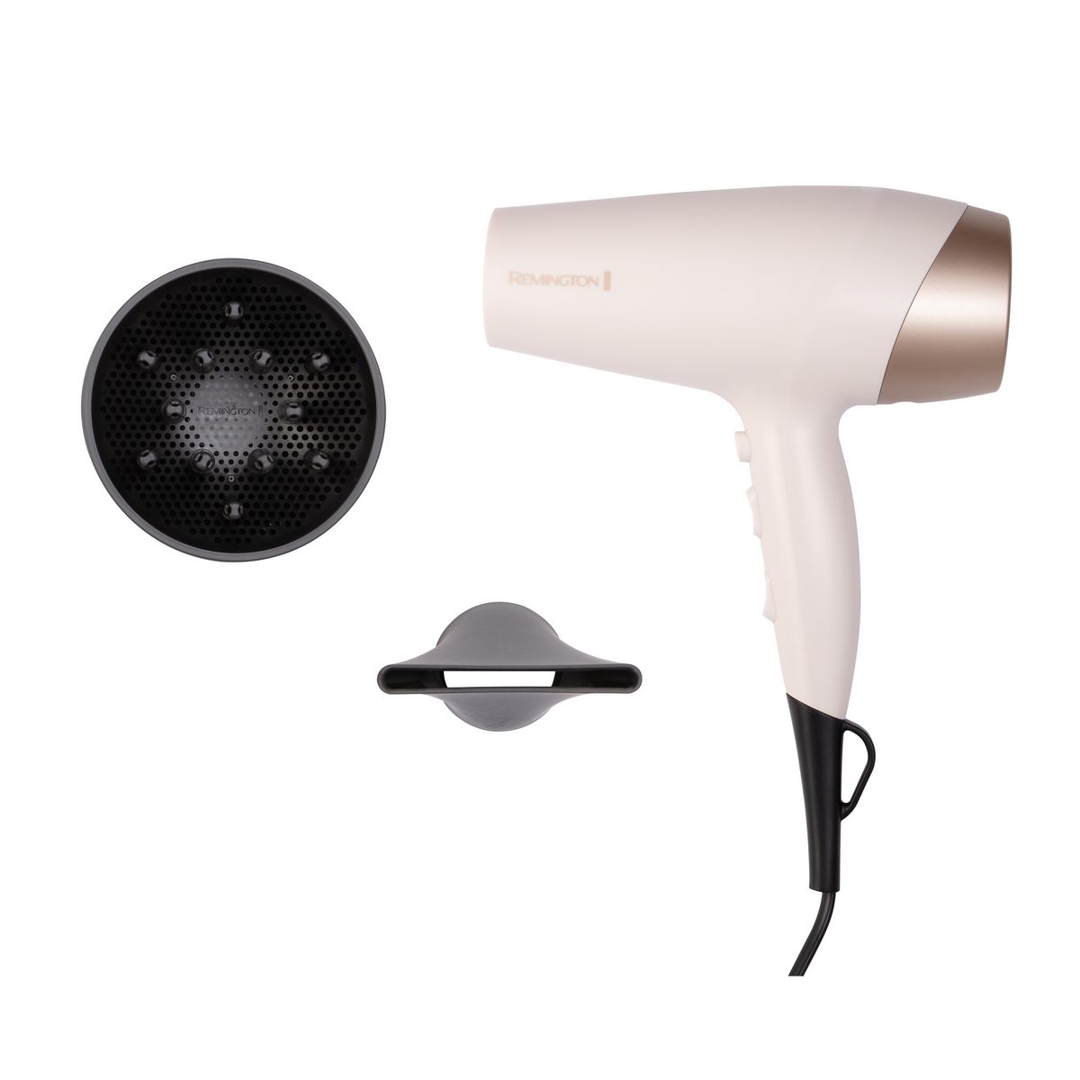 REMINGTON Sèche cheveux avec diffuseur fonction ionique D4740 - Champagne