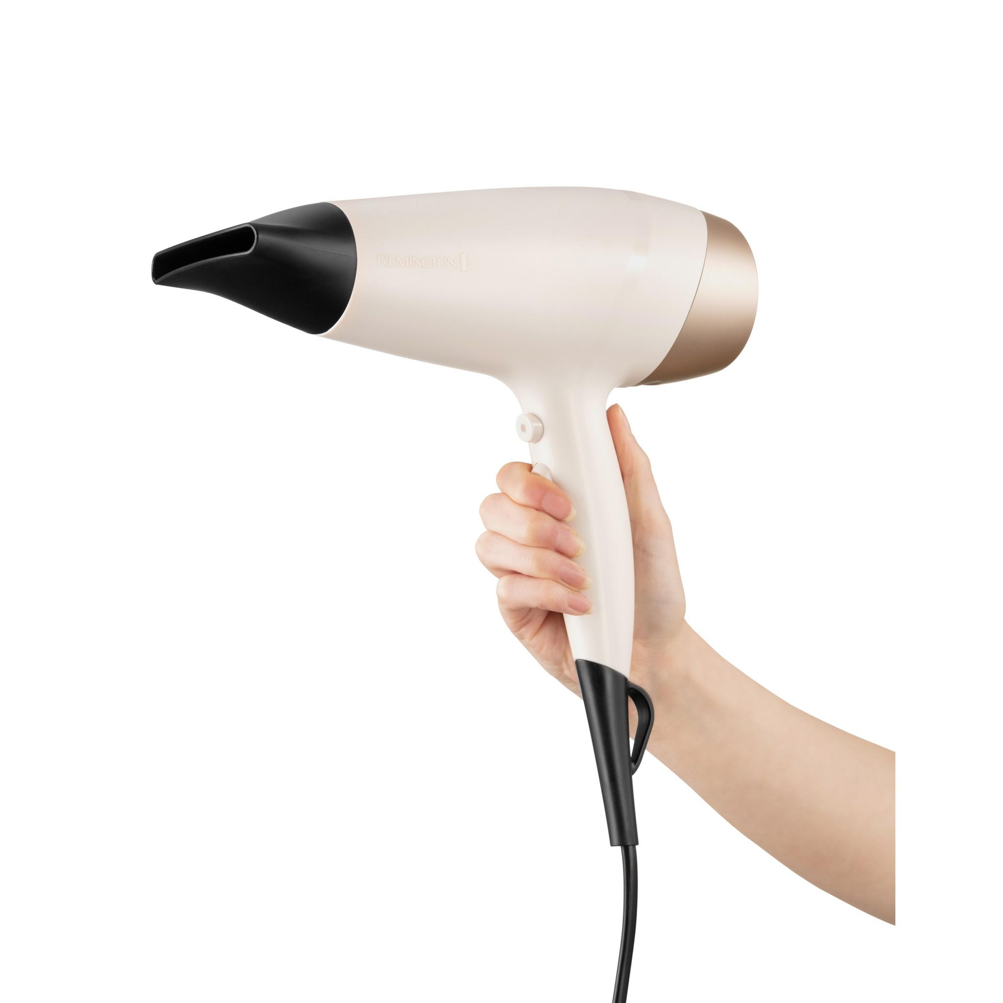 Voir la diapositive 4 : REMINGTON Sèche cheveux avec diffuseur fonction ionique D4740 - Champagne