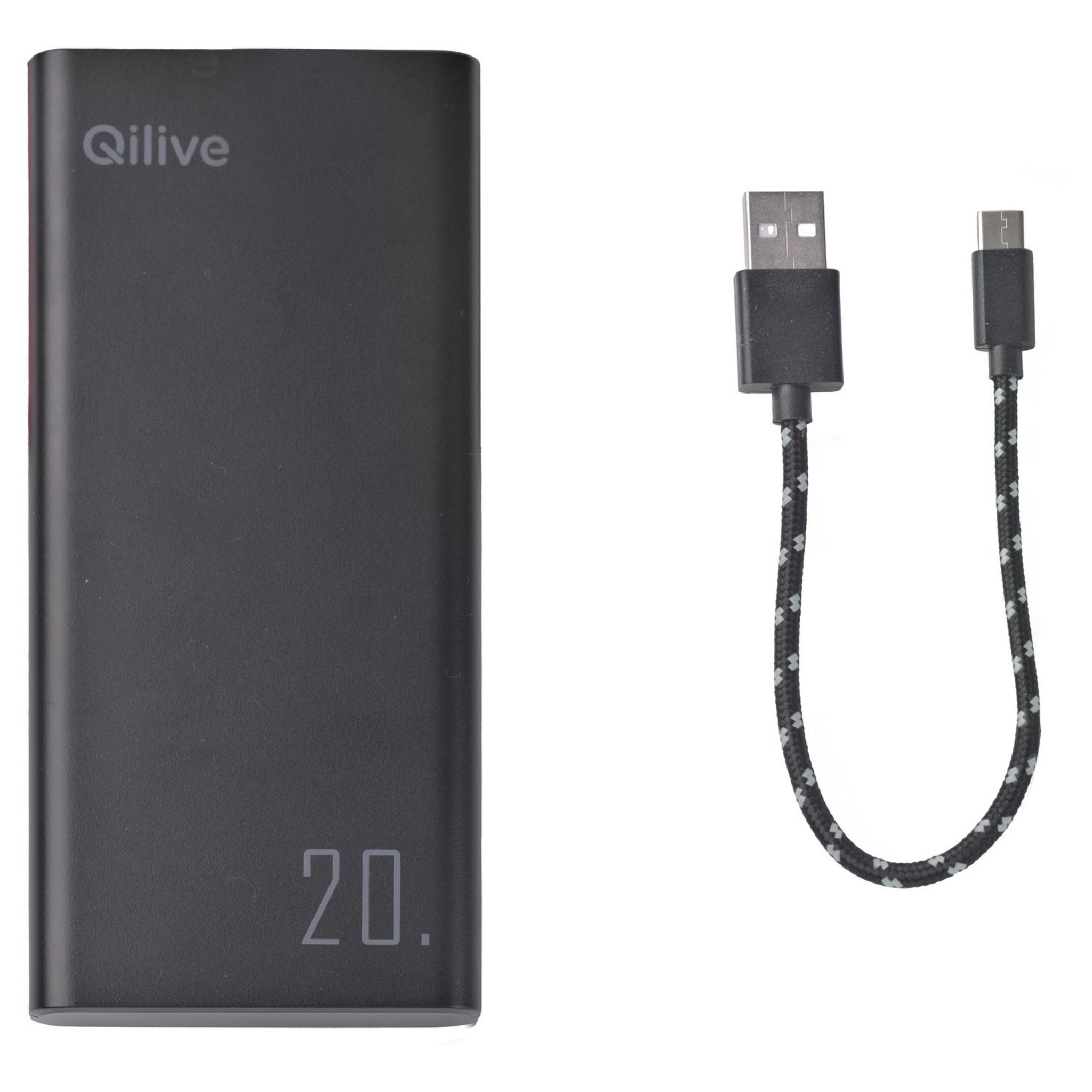 Voir la diapositive 1 : QILIVE Batterie de secours 20 000mAh - Noir