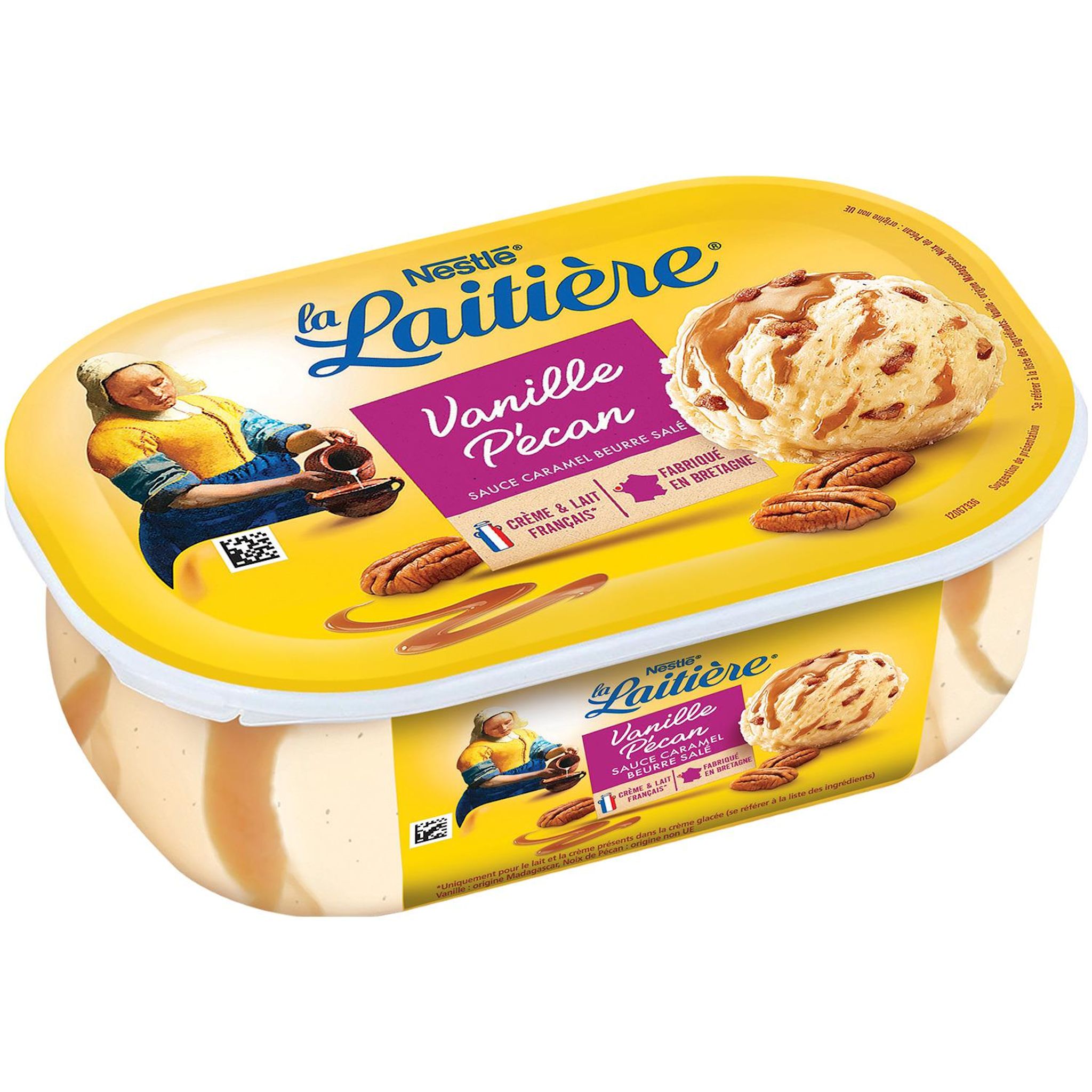 LA LAITIERE Vanille pécan sauce caramel beurre salé 490g