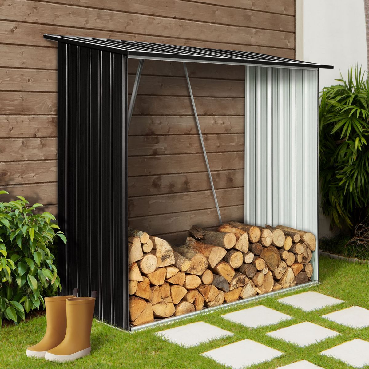 JARDIKT Abri bûches métal - 2m3 de bois