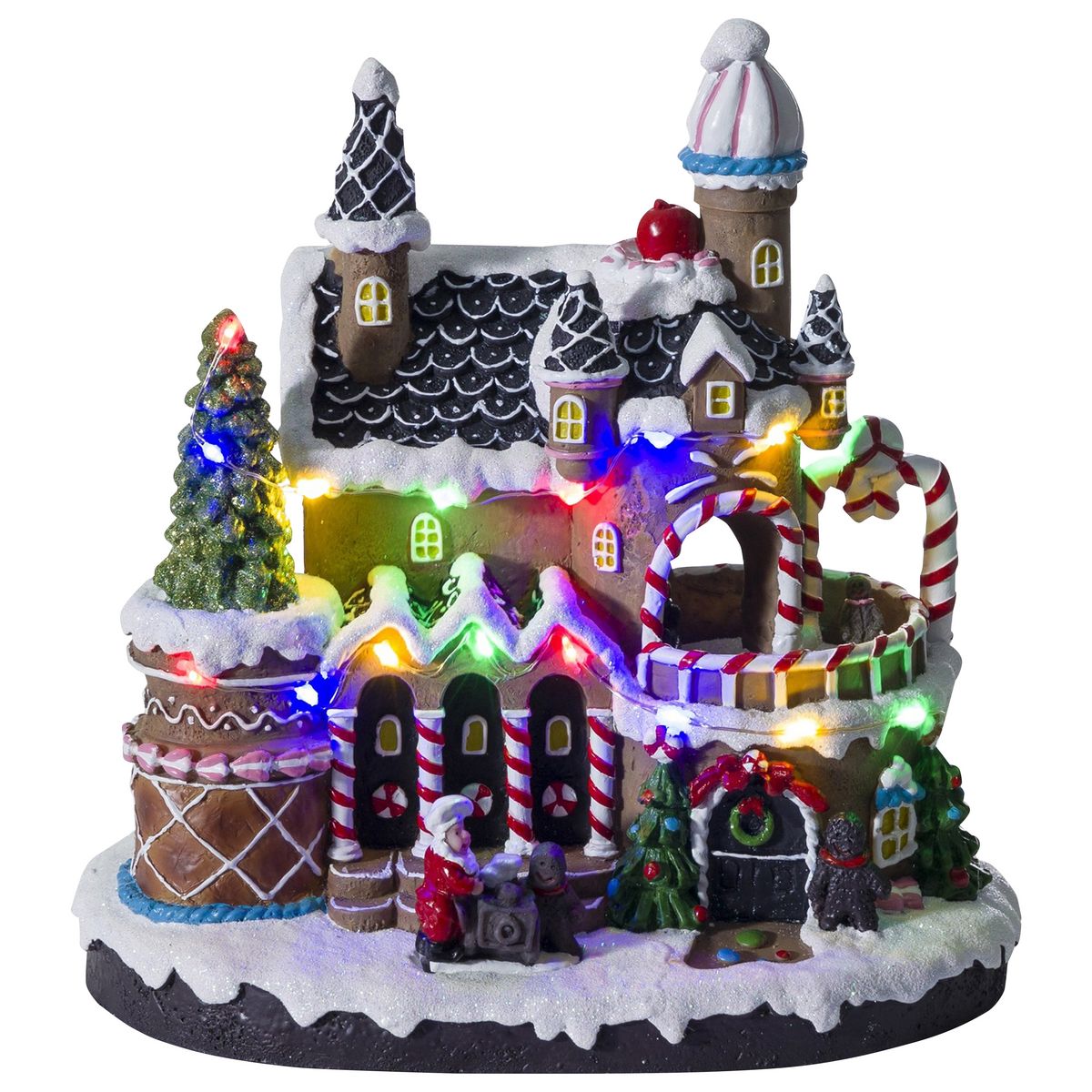 ACTUEL Maison en Pain d'Épices - Village de Noël lumineux et musical