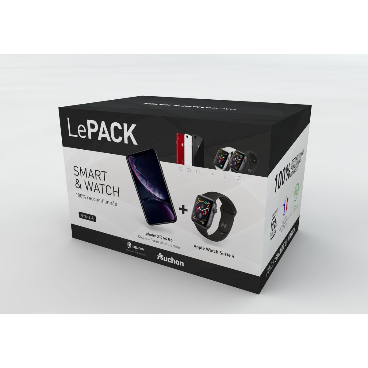 APPLE iPhone XR reconditionné LAGOONA Grade A 64Go + Apple Watch 44mm - Noir