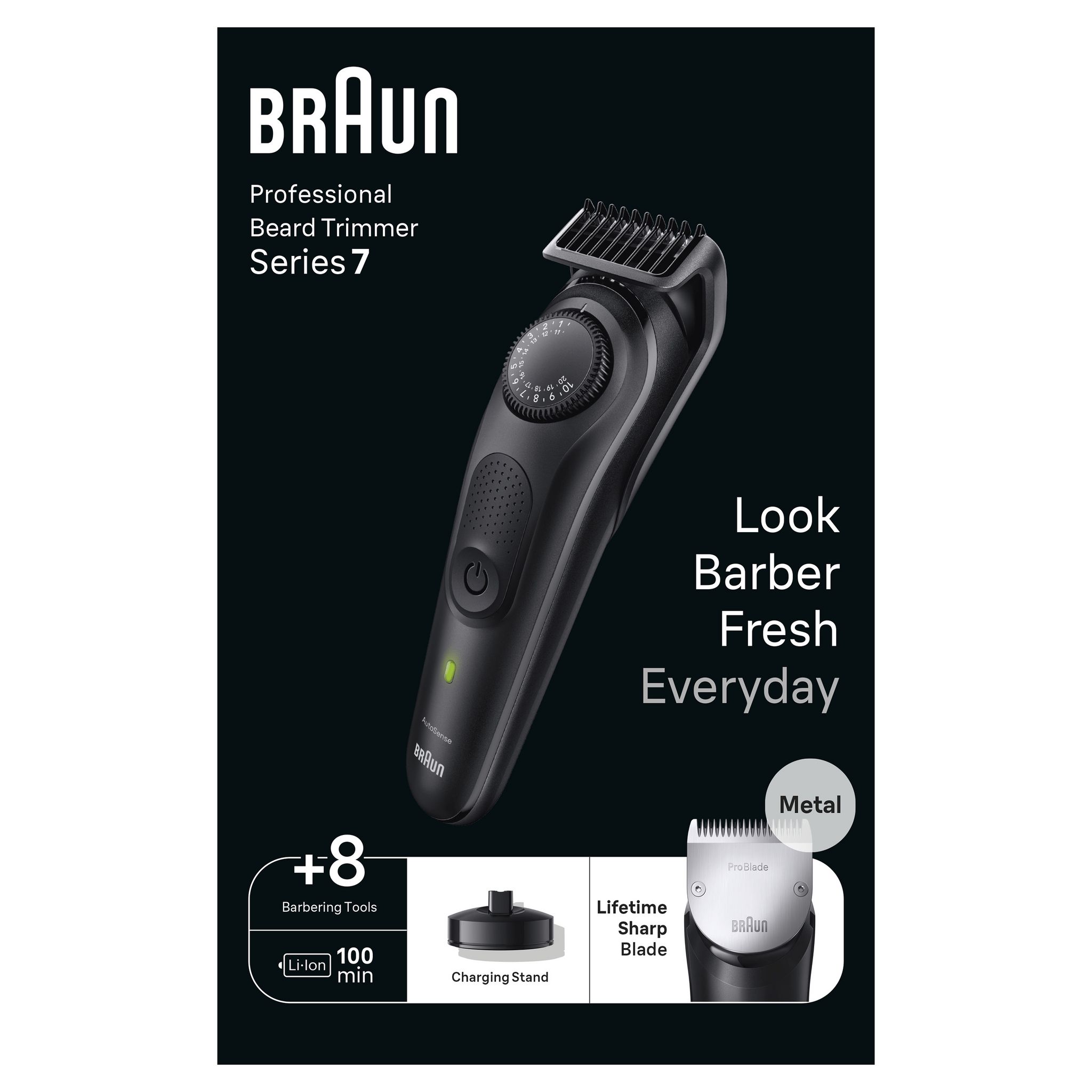 Voir la diapositive 2 : BRAUN Tondeuse barbe BT7440 - Noir