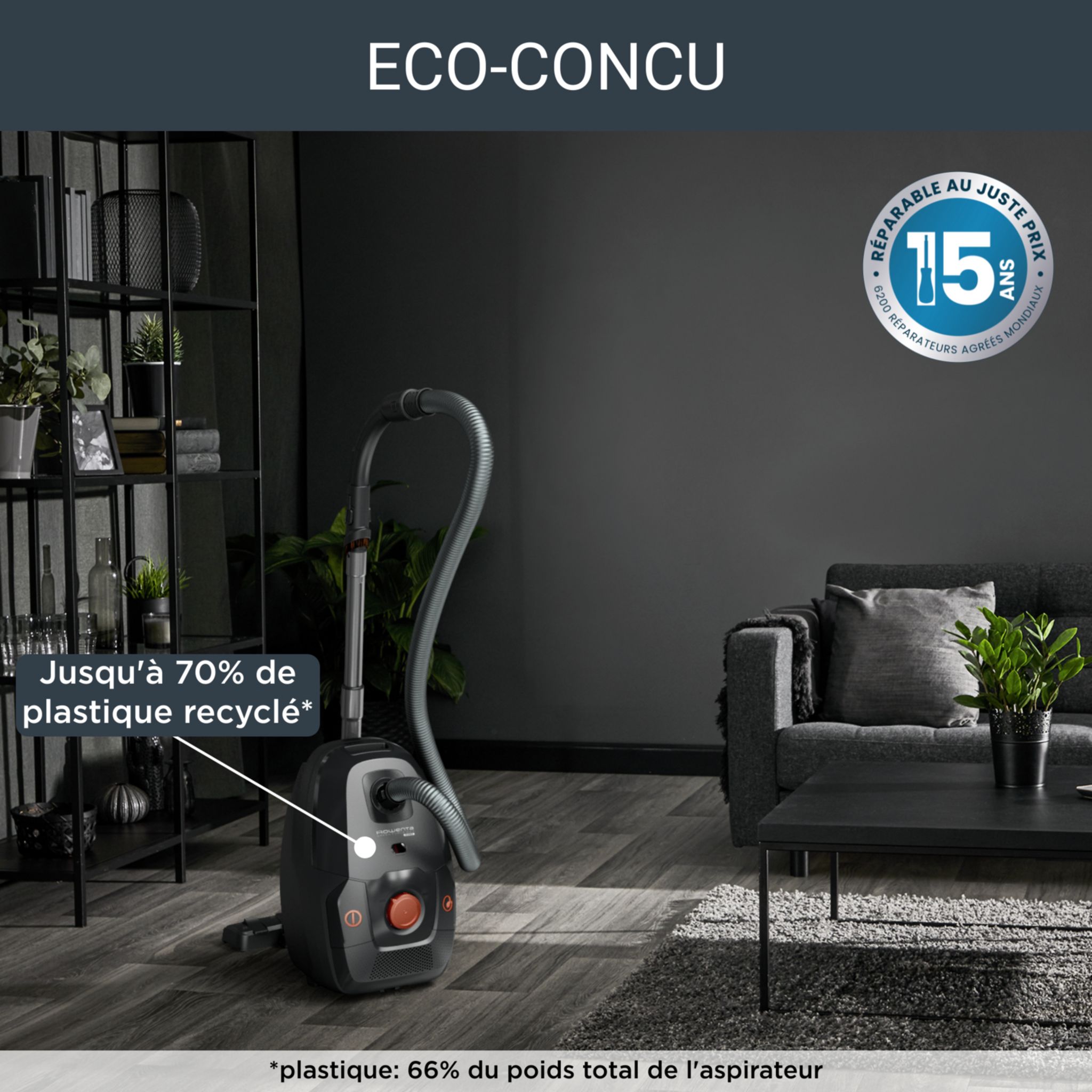 Voir la diapositive 4 : ROWENTA Aspirateur traîneau avec sac RO6164EA - Gris