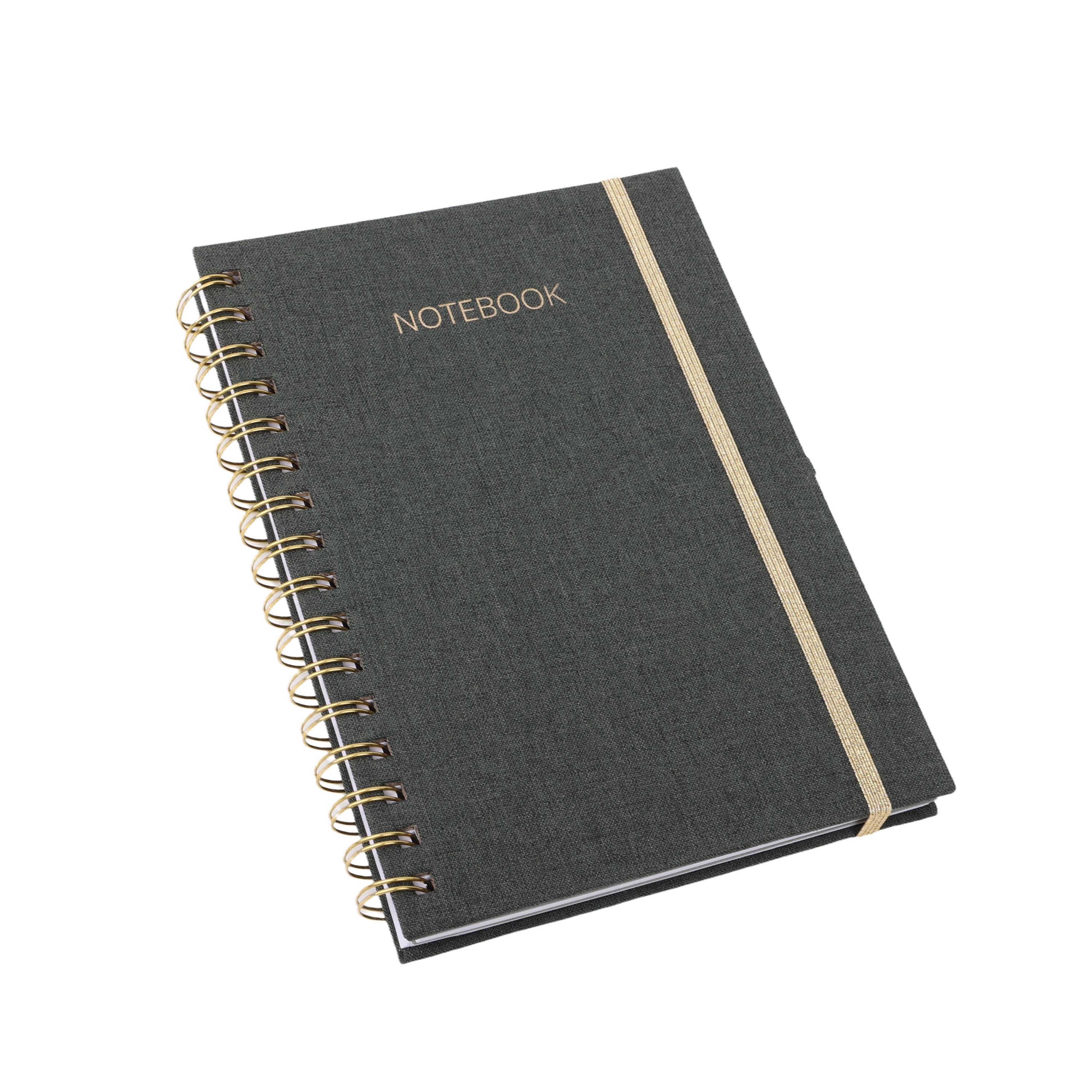 Voir la diapositive 3 : AUCHAN Carnet à Spirale A5 100 pages Couverture en tissu Mix Ligne carré 80g