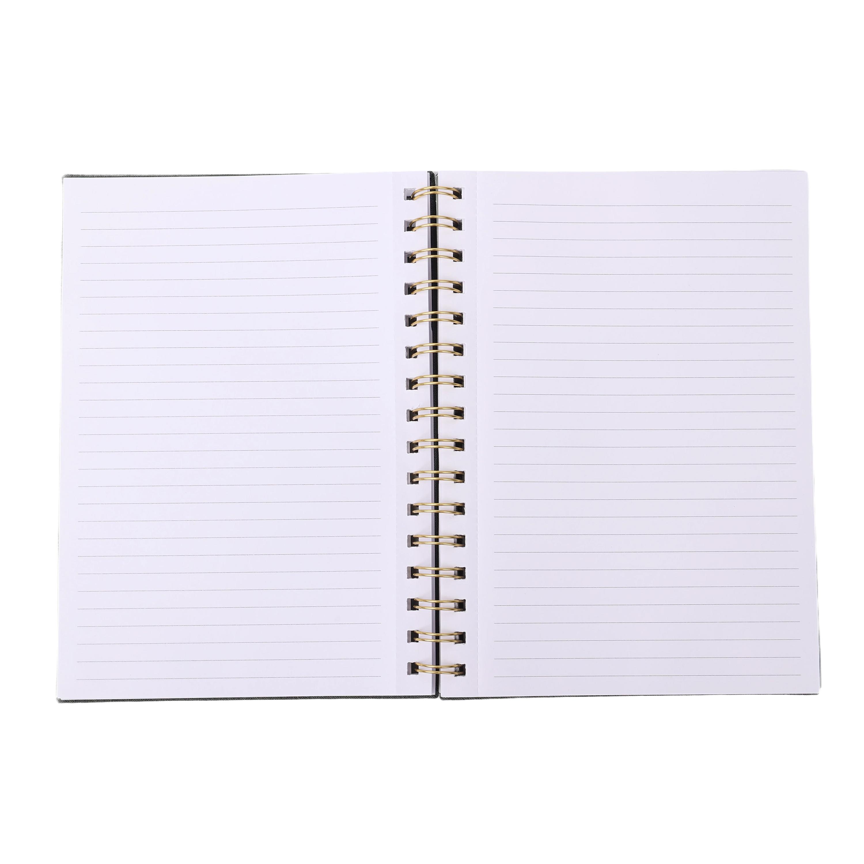 Voir la diapositive 4 : AUCHAN Carnet à Spirale A5 100 pages Couverture en tissu Mix Ligne carré 80g