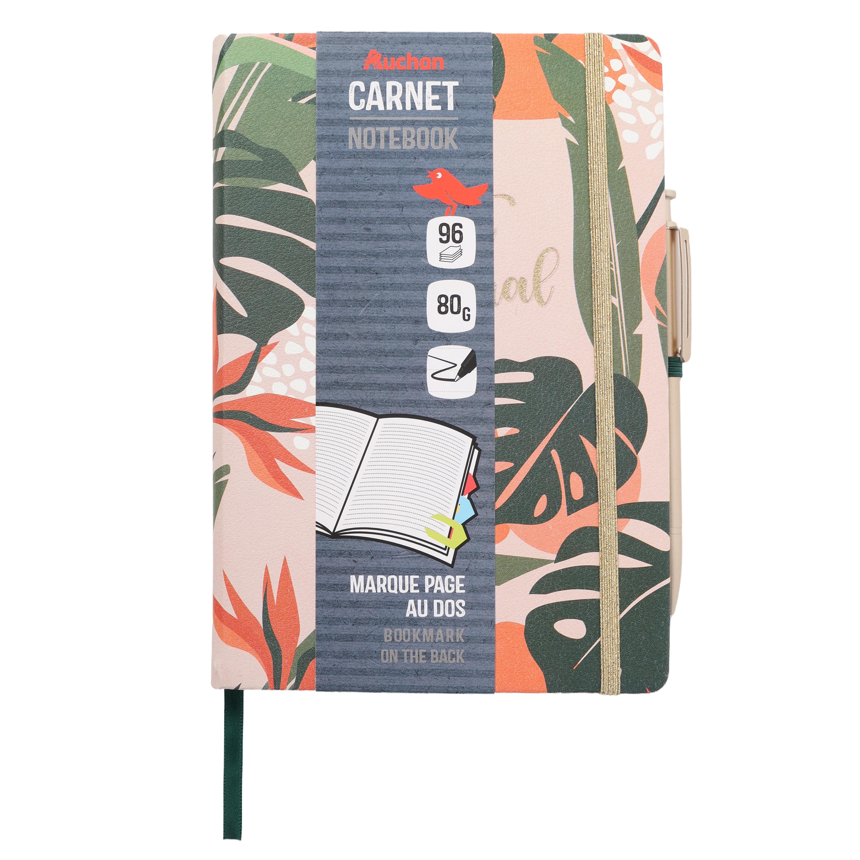 AUCHAN Carnet Journal A5 96 feuilles Point 80g avec Stylo inclus
