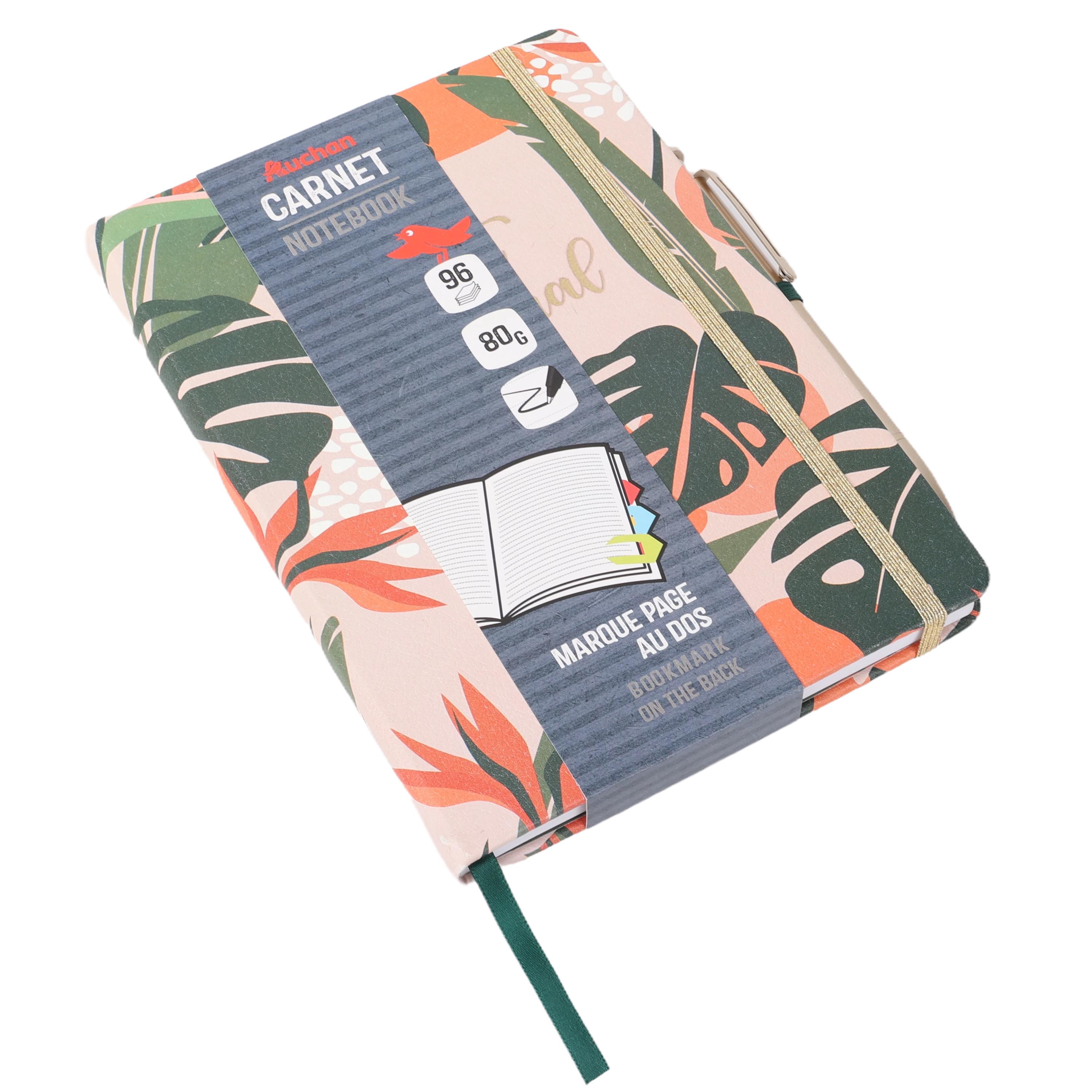 Voir la diapositive 2 : AUCHAN Carnet Journal A5 96 feuilles Point 80g avec Stylo inclus