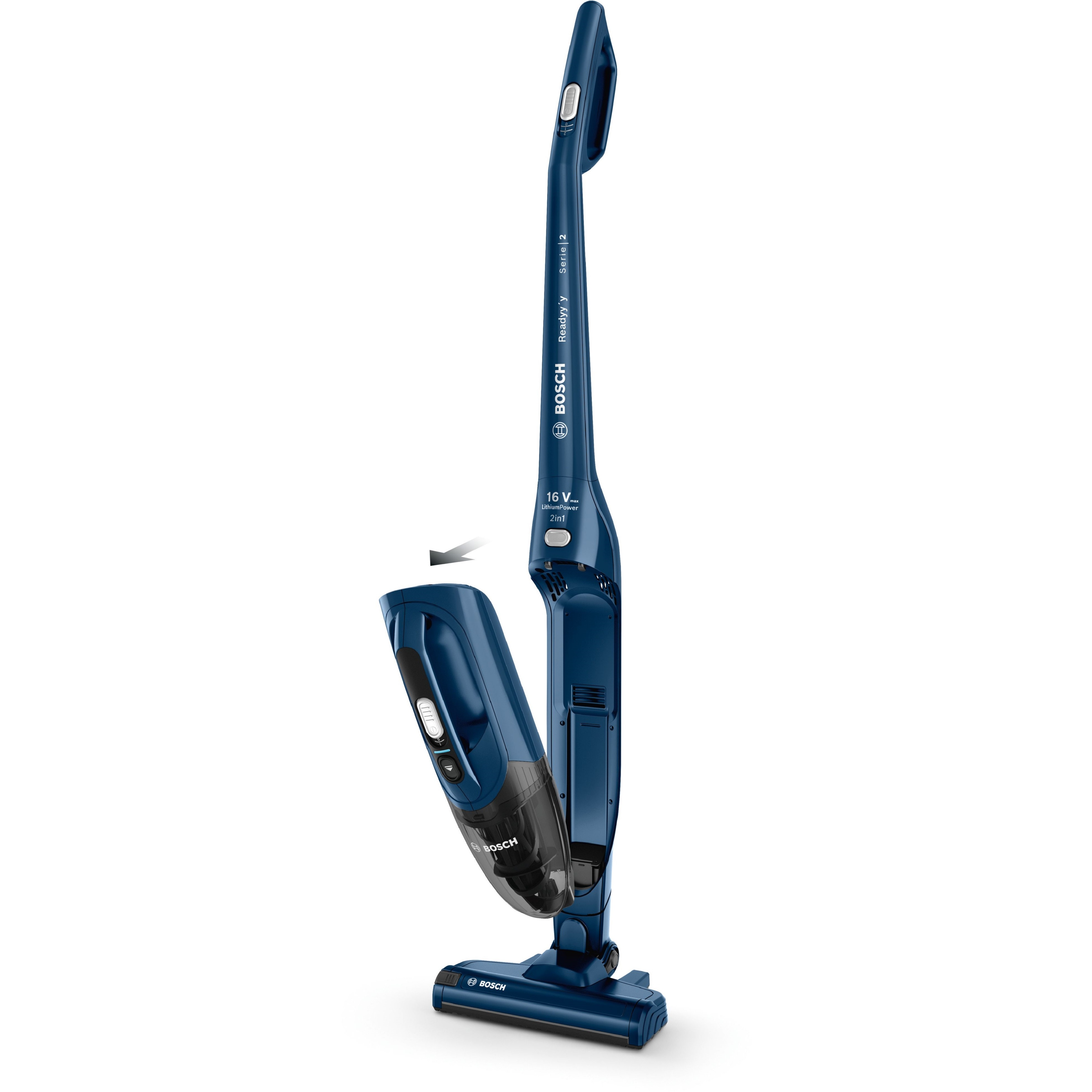 Voir la diapositive 2 : BOSCH Aspirateur balai 2 en 1 sans sac BBHF216 - Bleu