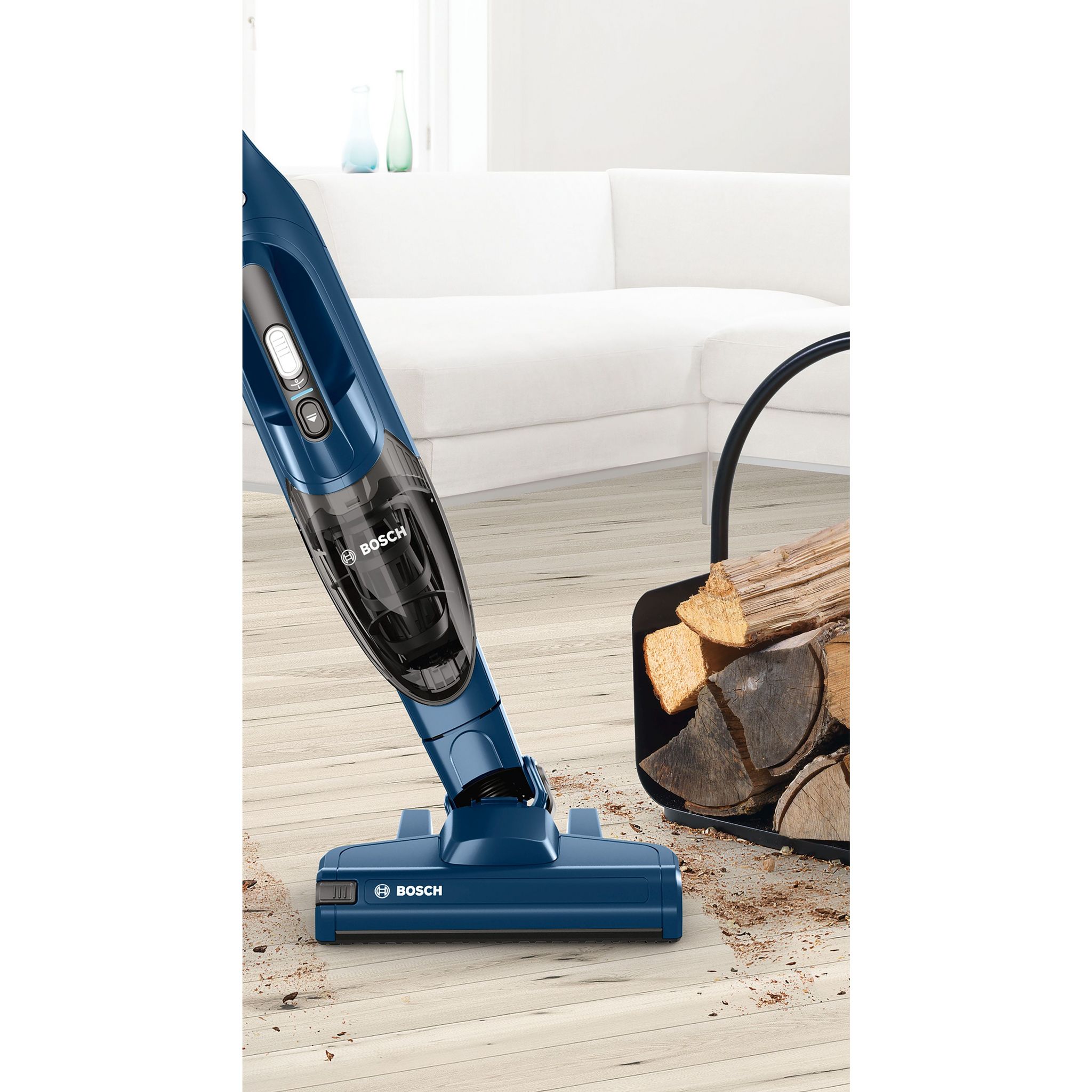 Voir la diapositive 6 : BOSCH Aspirateur balai 2 en 1 sans sac BBHF216 - Bleu