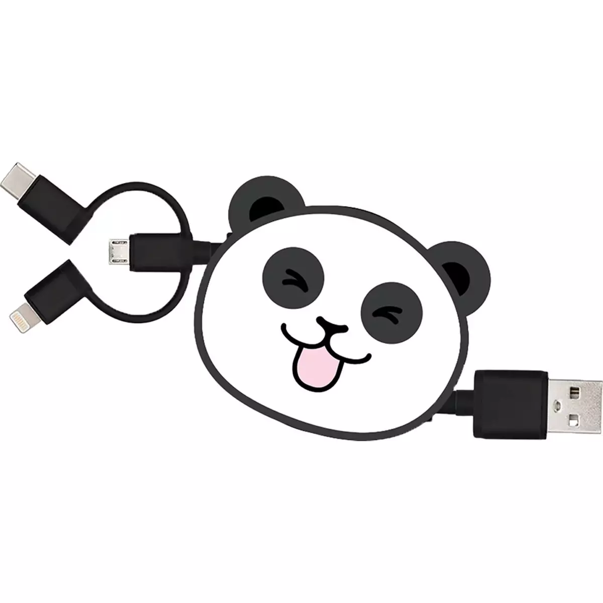 BIGBEN Câble rétractable 3 en 1 USB A/Micro USB/USB C/Lightning
