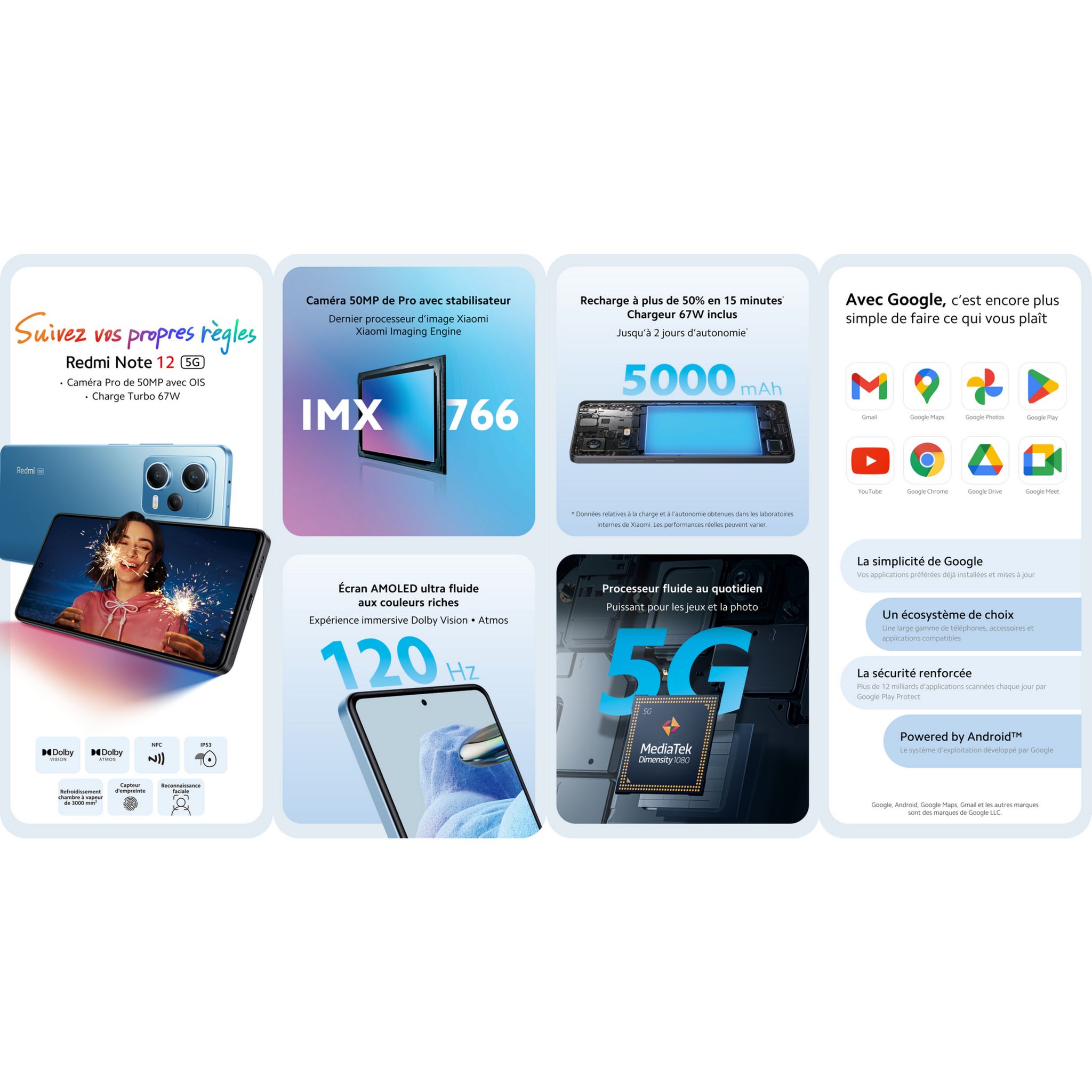 Voir la diapositive 4 : XIAOMI Redmi Note 12 Pro 5G 128Go - Blanc