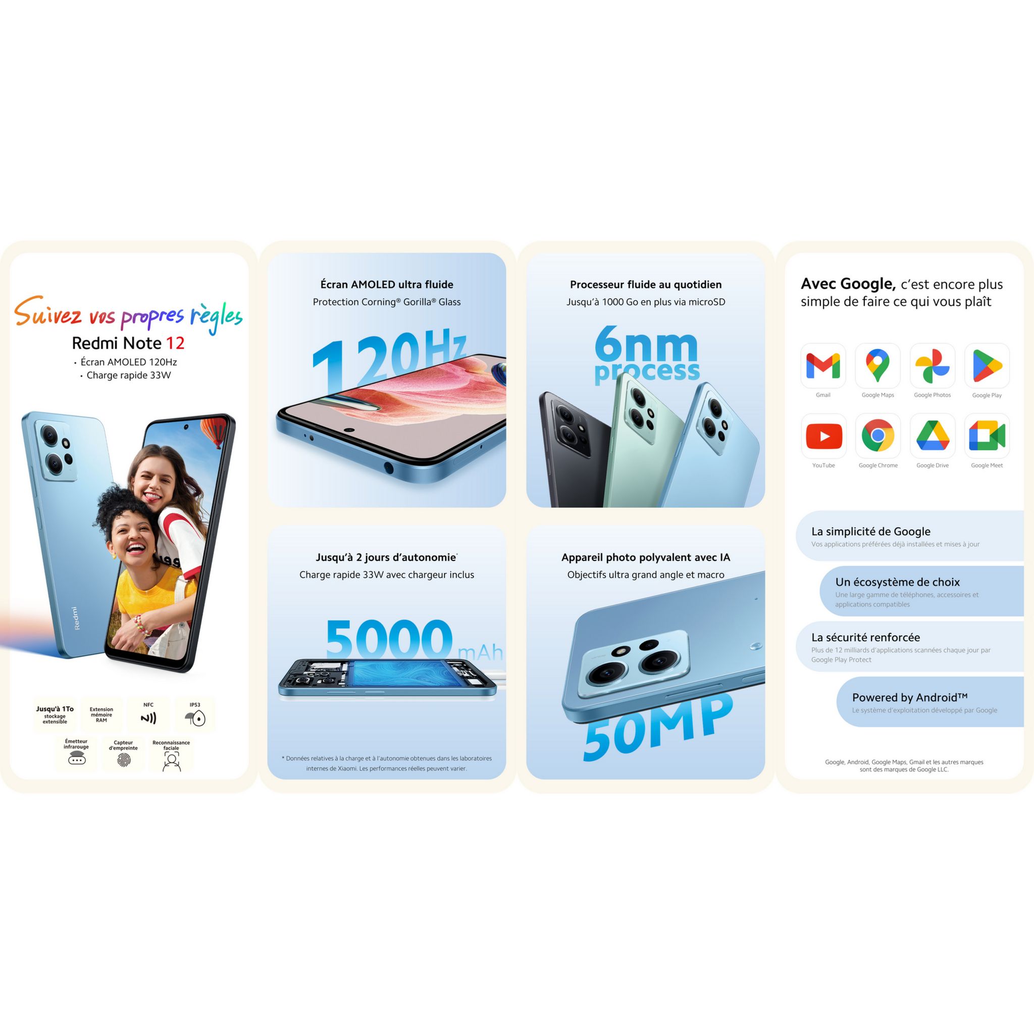 Voir la diapositive 8 : XIAOMI Redmi Note 12 128Go - Bleu