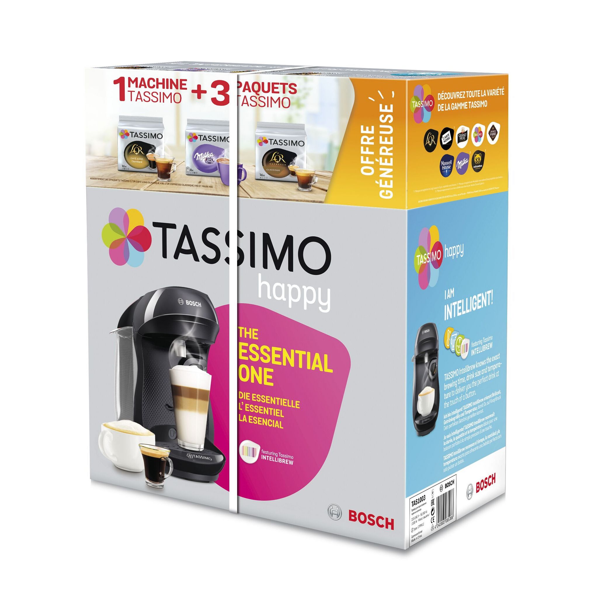 Voir la diapositive 7 : BOSCH Cafetière à dosette expresso Tassimo Happy TAS1002N6 - Noir