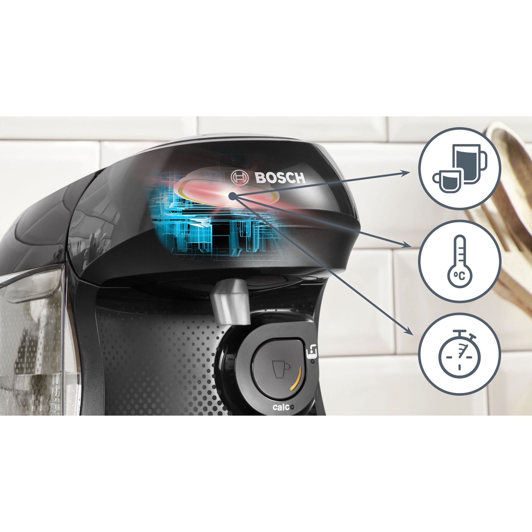 Voir la diapositive 11 : BOSCH Cafetière à dosette expresso Tassimo Happy TAS1002N6 - Noir