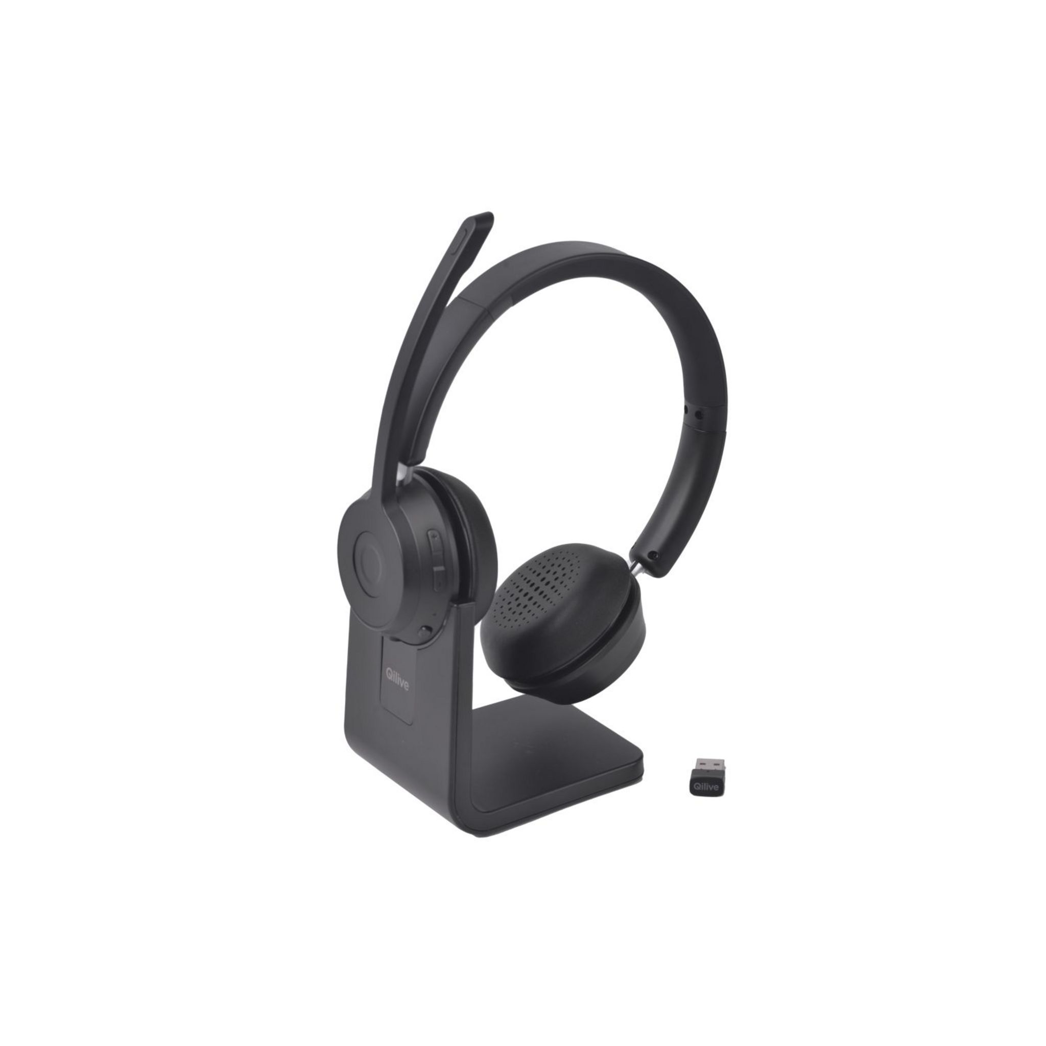 Voir la diapositive 2 : QILIVE Casque Bluetooth ENC avec base de chargement Q3429 - Noir