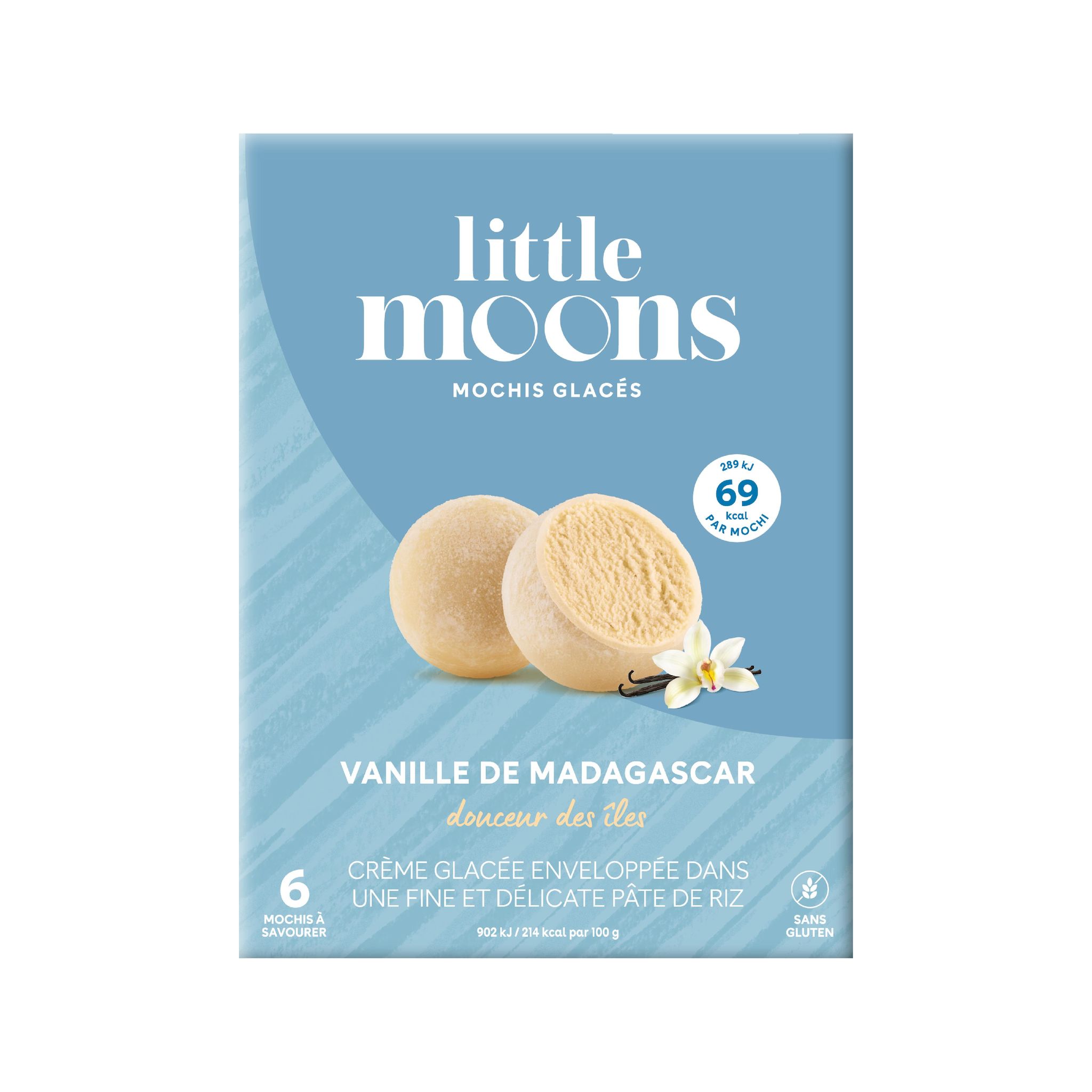 LITTLE MOONS Mochis à la crème glacée saveur vanille de Madagascar 6 pièces 192g