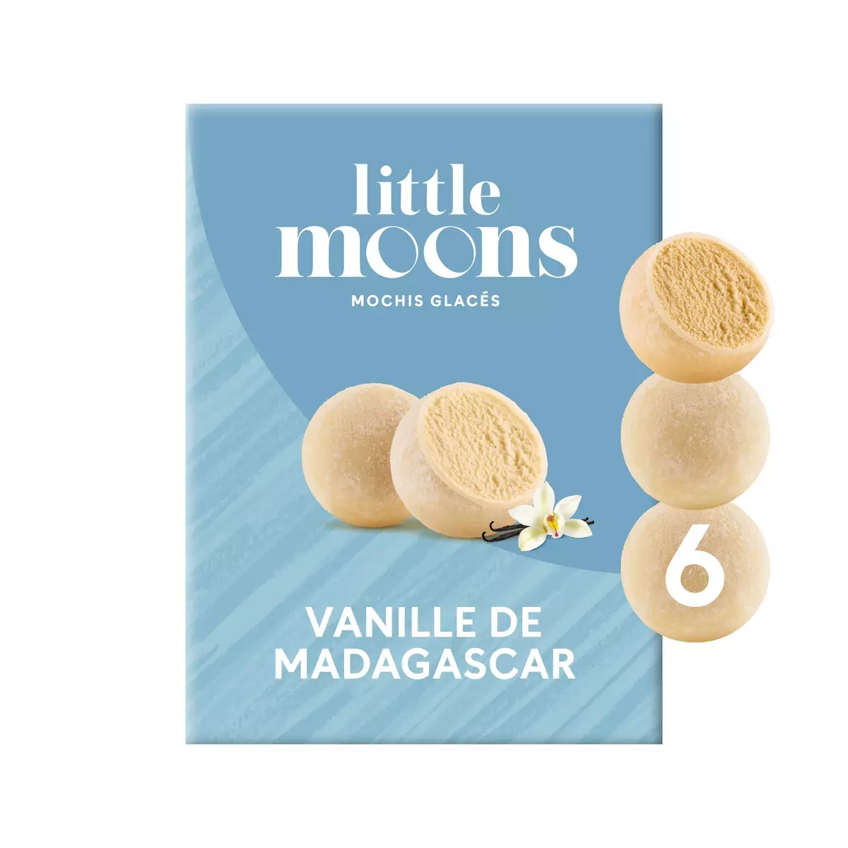 LITTLE MOONS Mochis à la crème glacée saveur vanille de Madagascar 6 pièces 192g