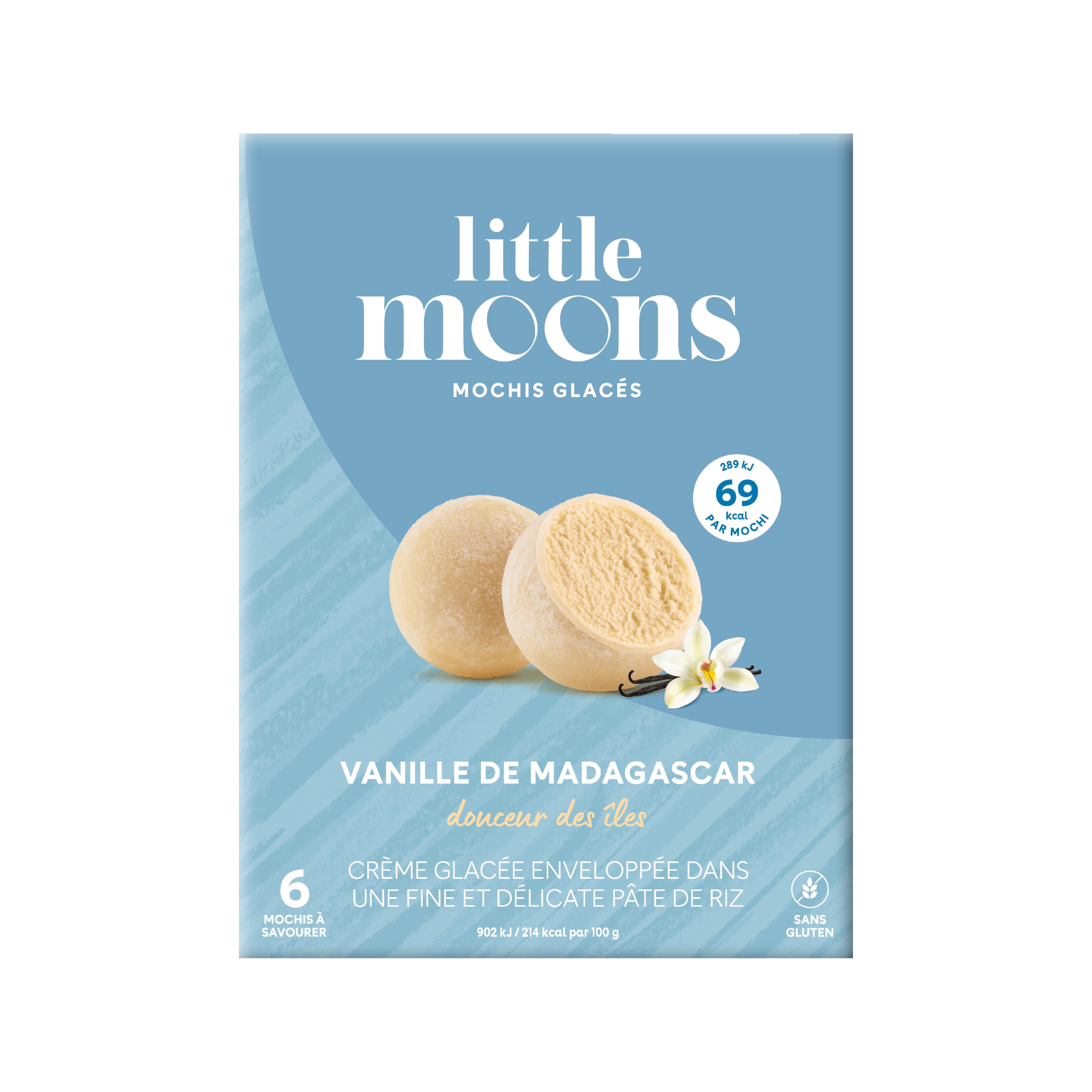 Voir la diapositive 2 : LITTLE MOONS Mochis à la crème glacée saveur vanille de Madagascar 6 pièces 192g