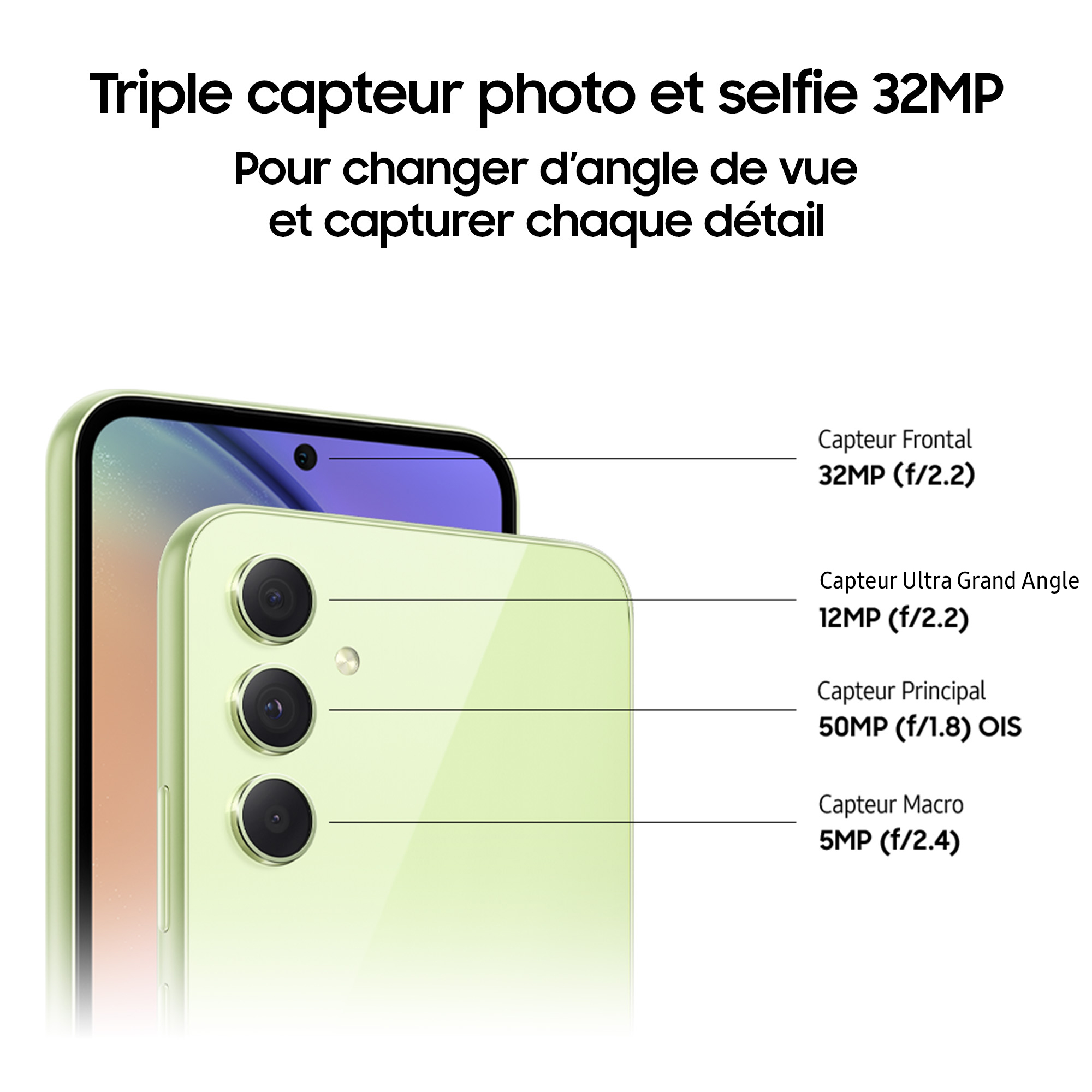 Voir la diapositive 9 : SAMSUNG Galaxy A54 5G 128Go - Lime