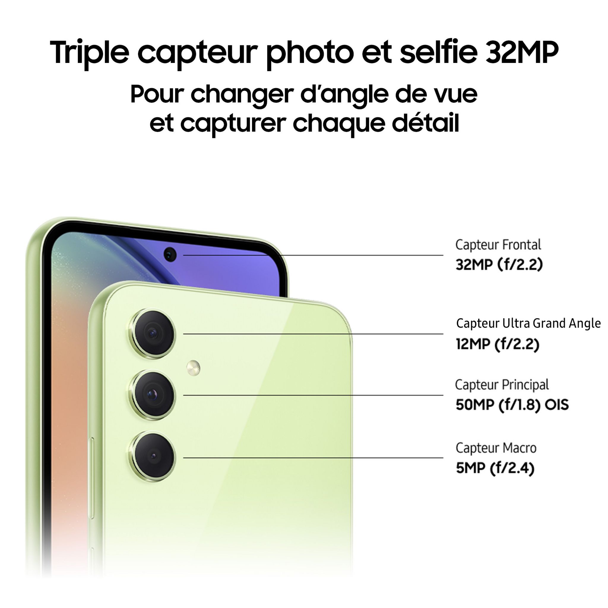 Voir la diapositive 9 : SAMSUNG Galaxy A54 5G 128Go - Lime