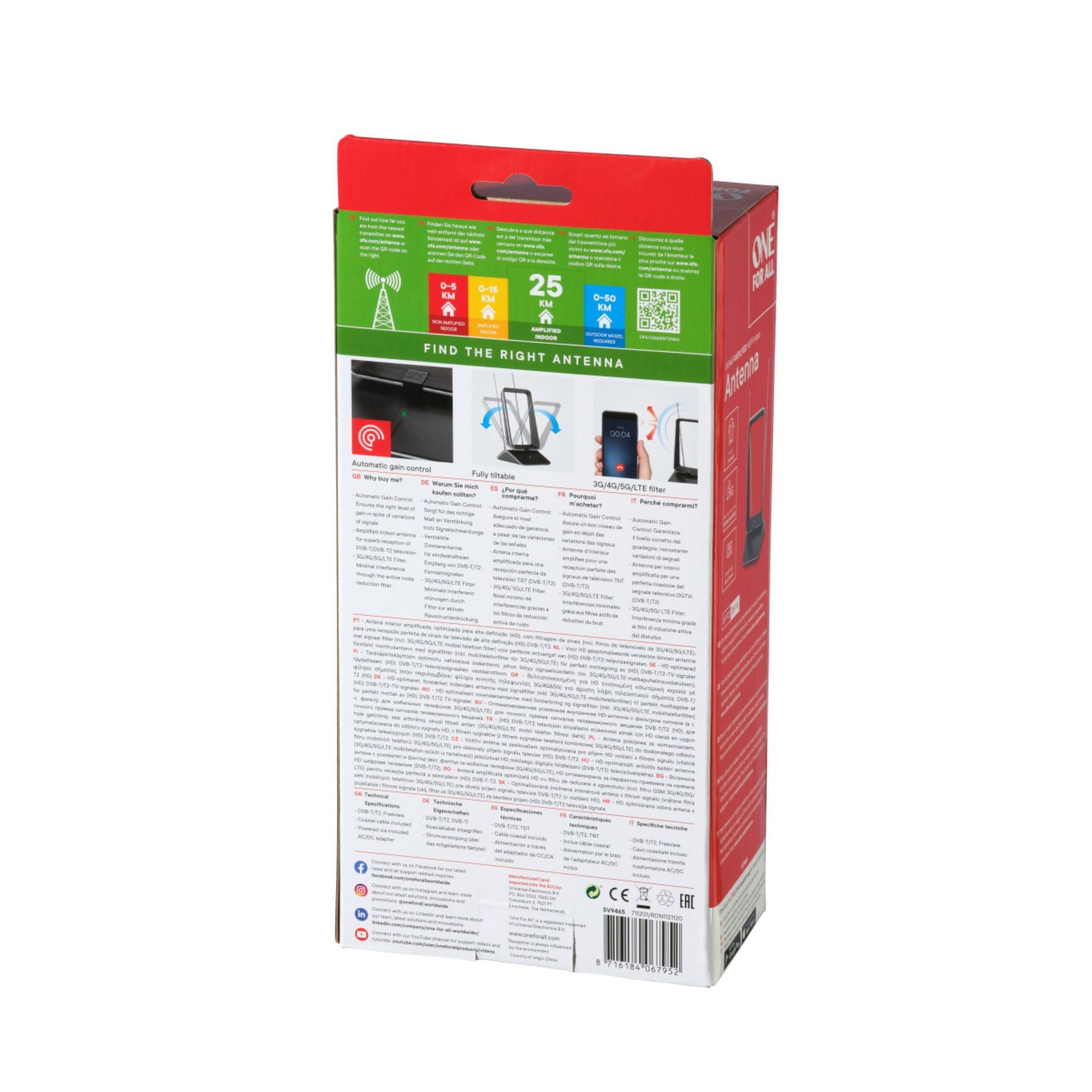 Voir la diapositive 7 : ONE FOR ALL Antenne intérieur amplifiée SV9465