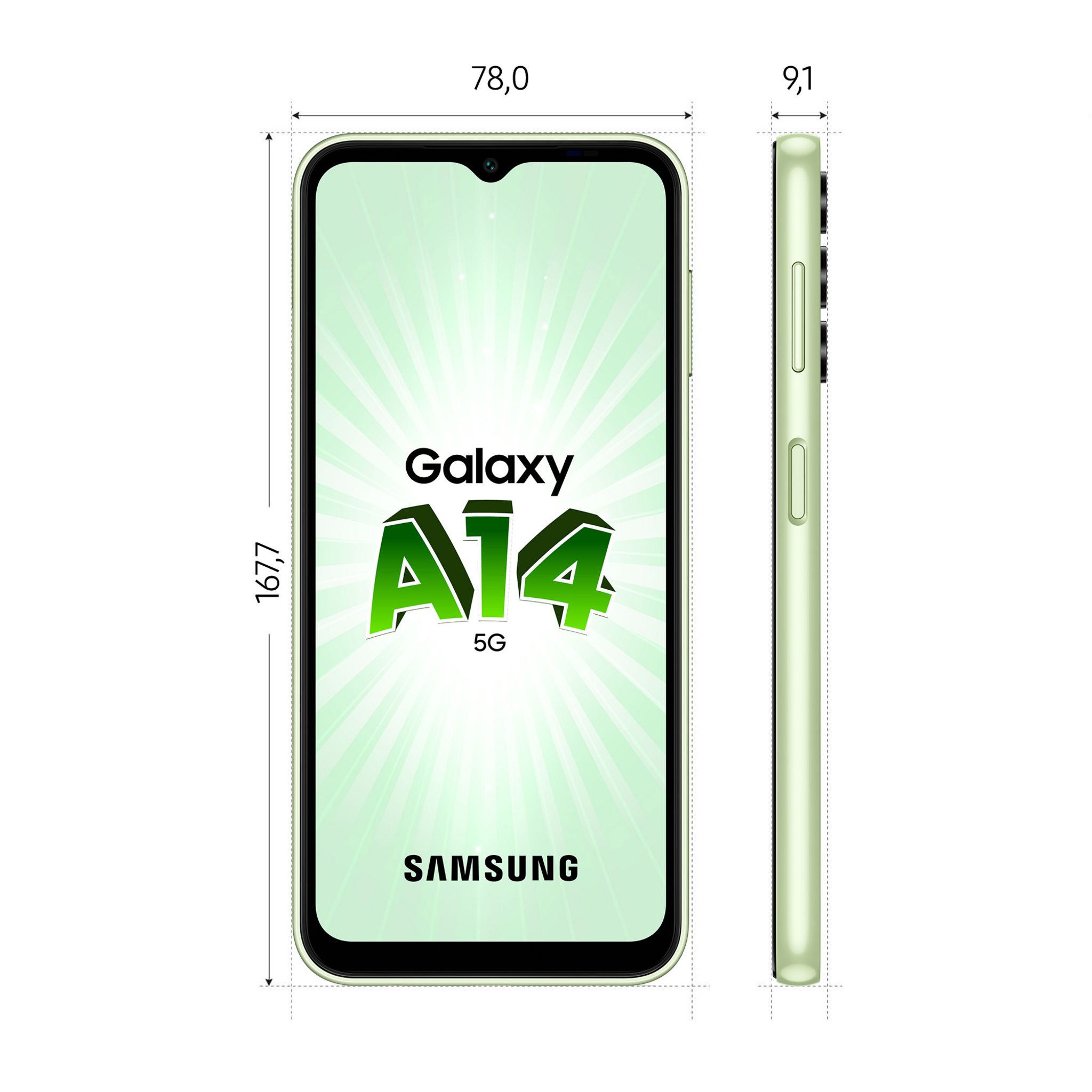 Voir la diapositive 3 : SAMSUNG Galaxy A14 5G 64Go - Lime