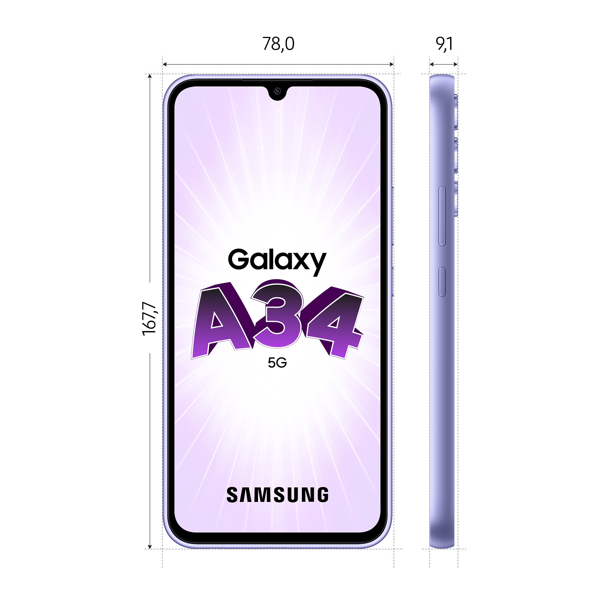 Voir la diapositive 4 : SAMSUNG Galaxy A34 5G 128Go - Lavande