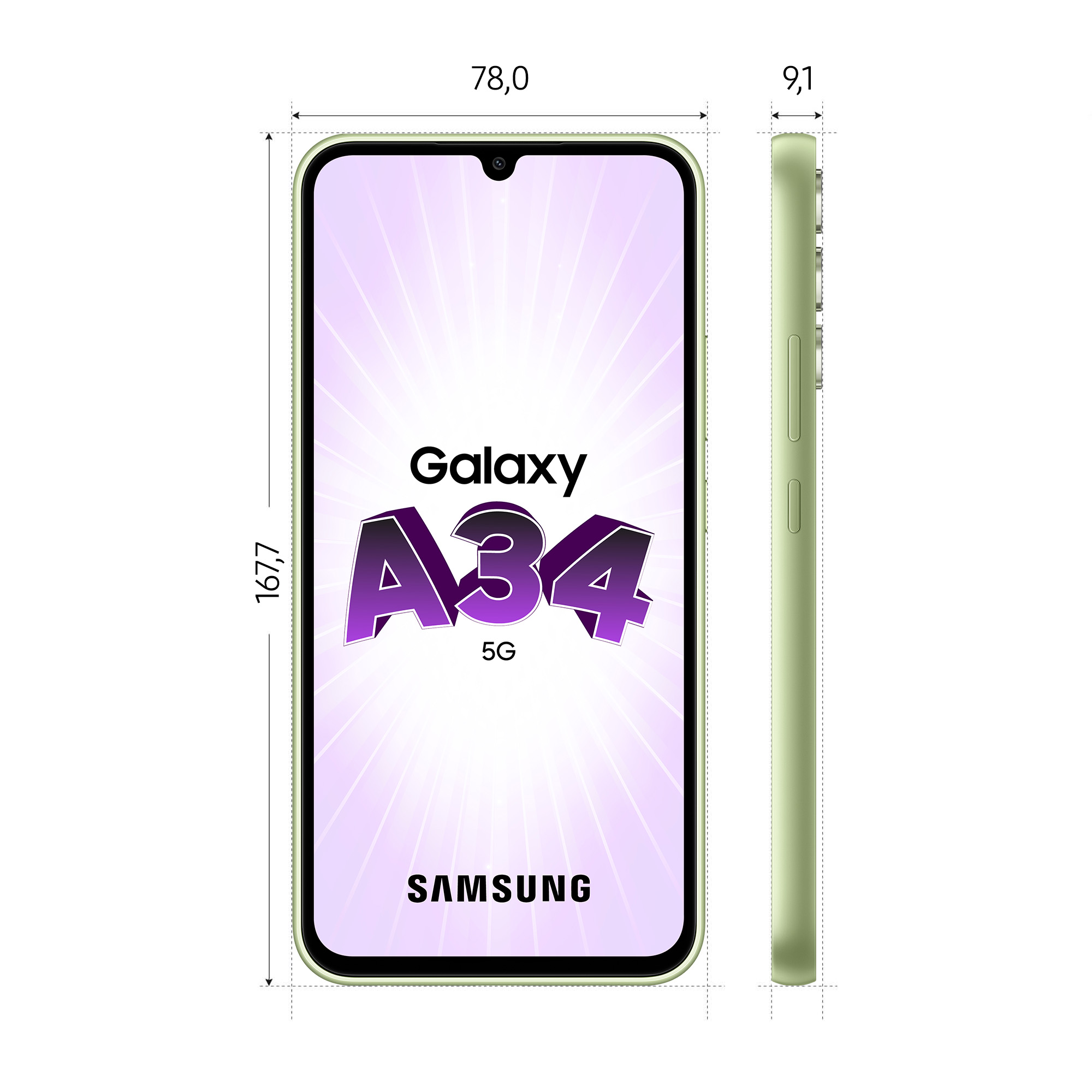 Voir la diapositive 4 : SAMSUNG Galaxy A34 5G 128Go - Lime