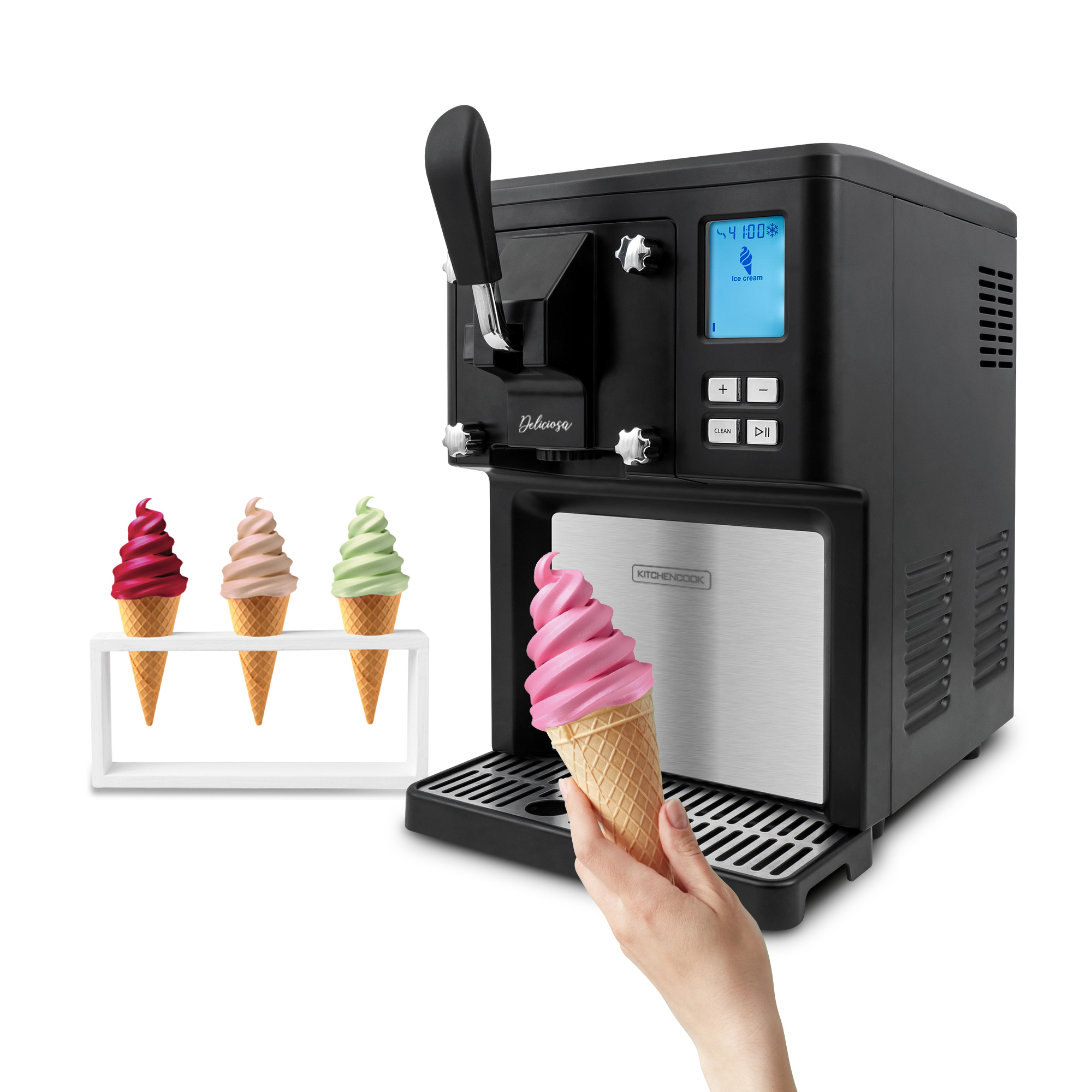 Voir la diapositive 2 : KITCHENCOOK Machine à glace italienne DELICIOSA - Noir