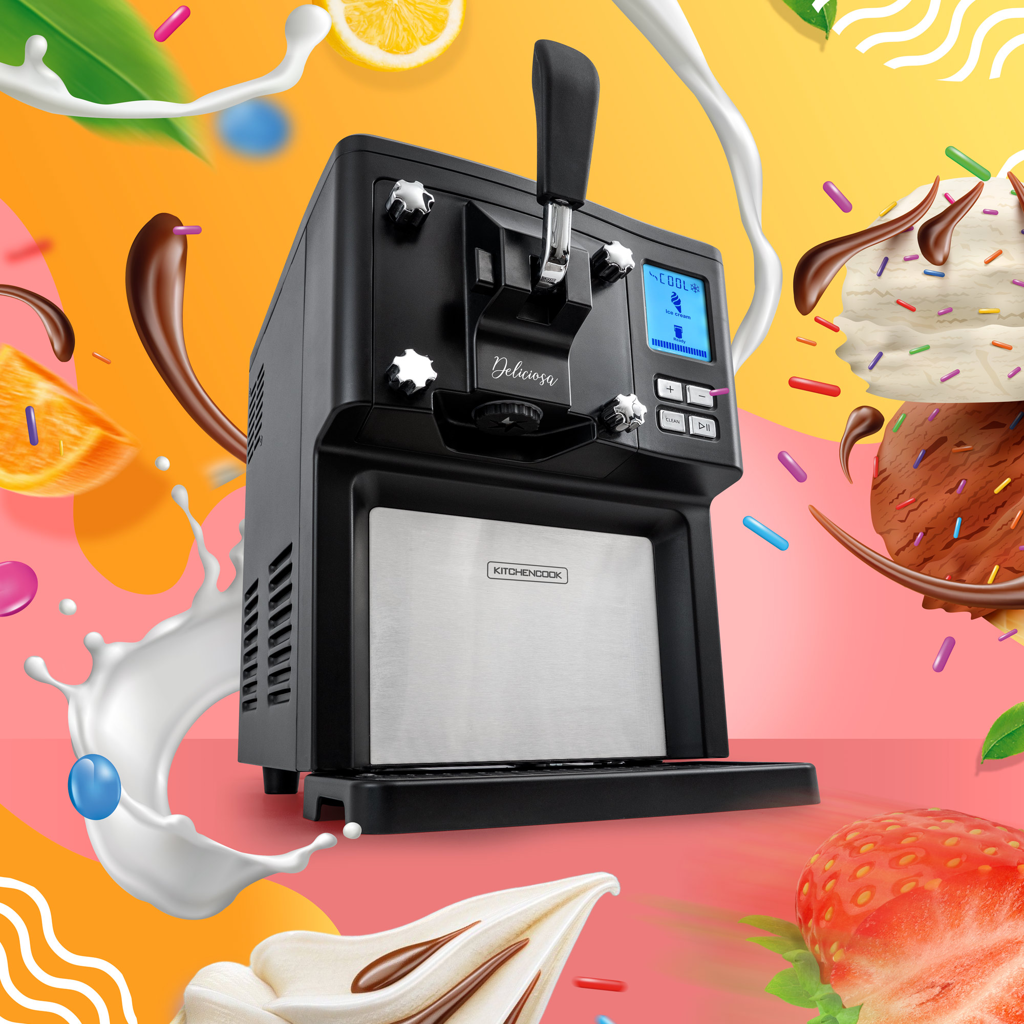 Voir la diapositive 11 : KITCHENCOOK Machine à glace italienne DELICIOSA - Noir