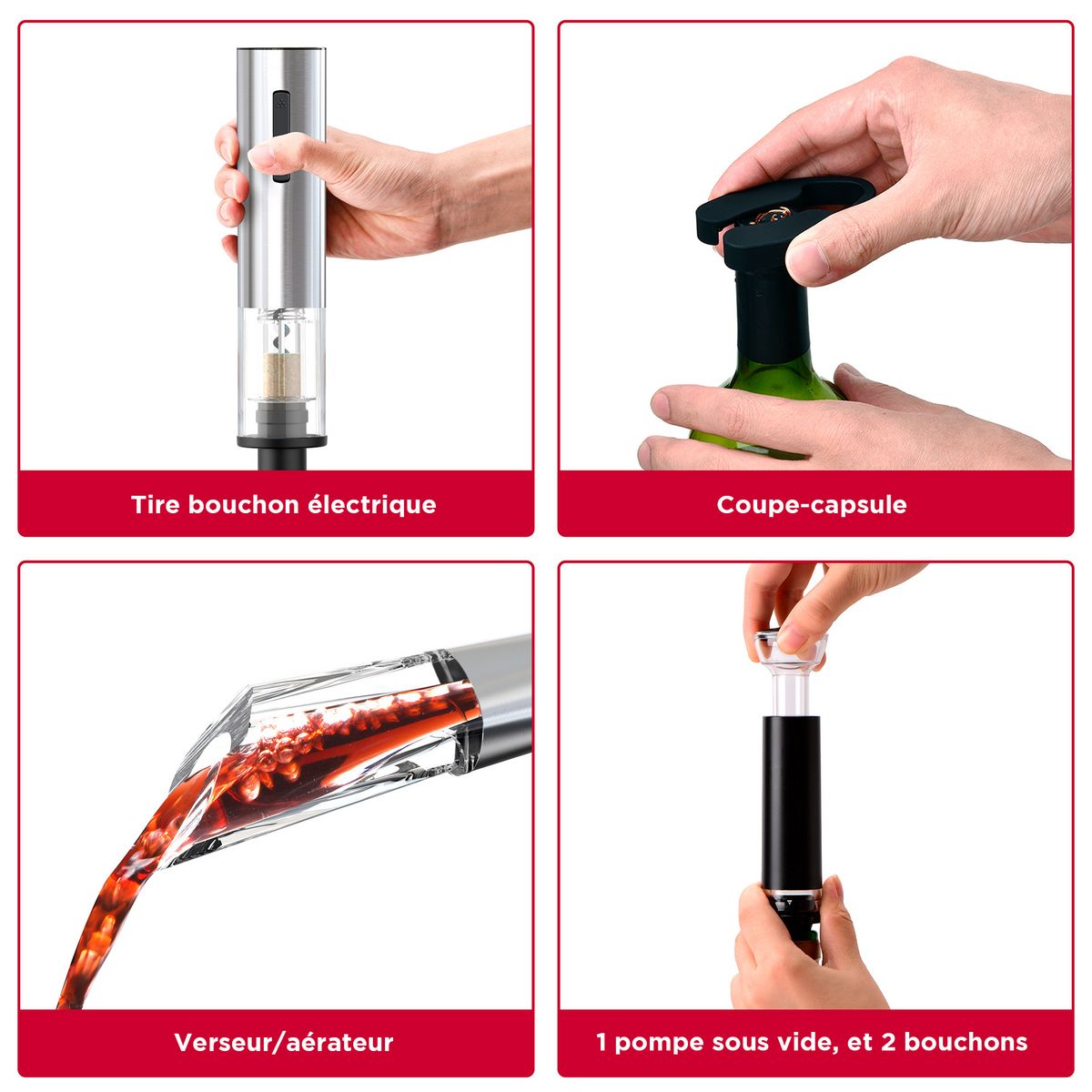 DURAND DUPONT Tire bouchon électrique 6 en 1 SAUVIGNON - Noir