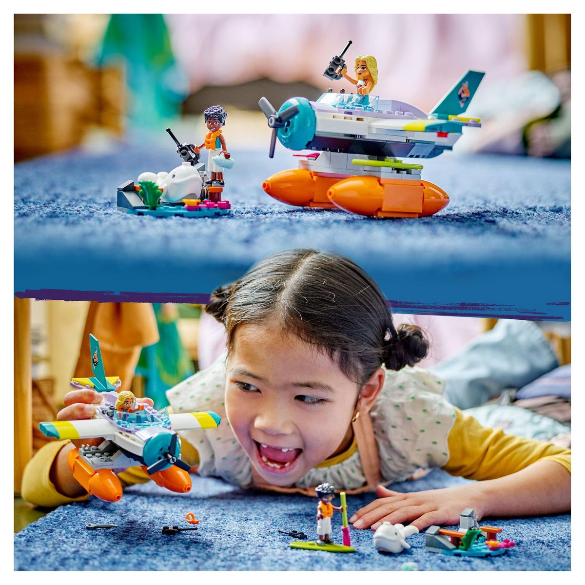 LEGO Friends 41752 - L'Hydravion de Secours en Mer, Jouet de Soin des Animaux, avec Avion, Figurine Baleine et Mini-Poupées