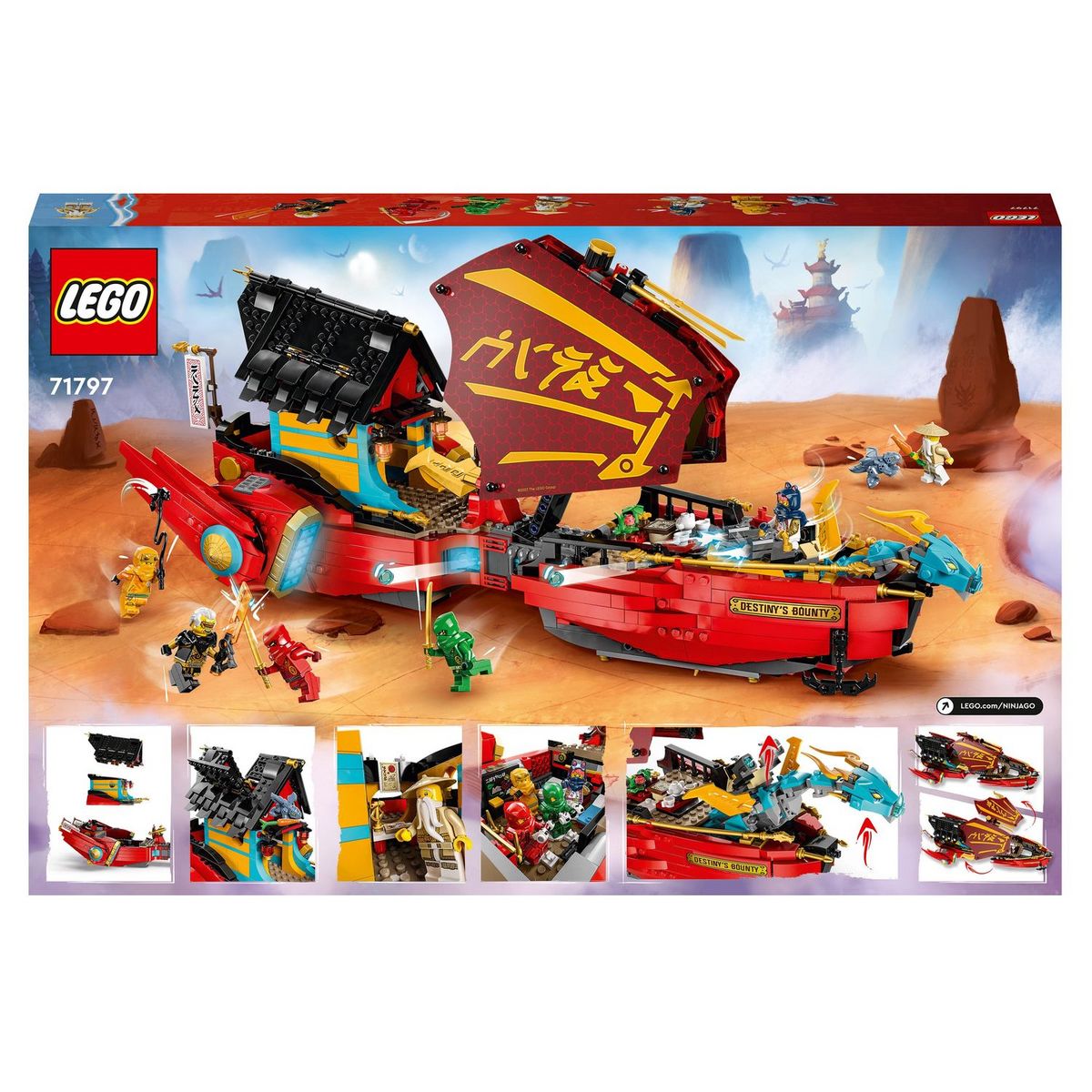 LEGO NINJAGO 71797 - Le QG des Ninjas - La Course Contre la Montre, Jouet de Construction Ninja pour Enfants avec 2 Figurines Dragon et 6 Minifigurines