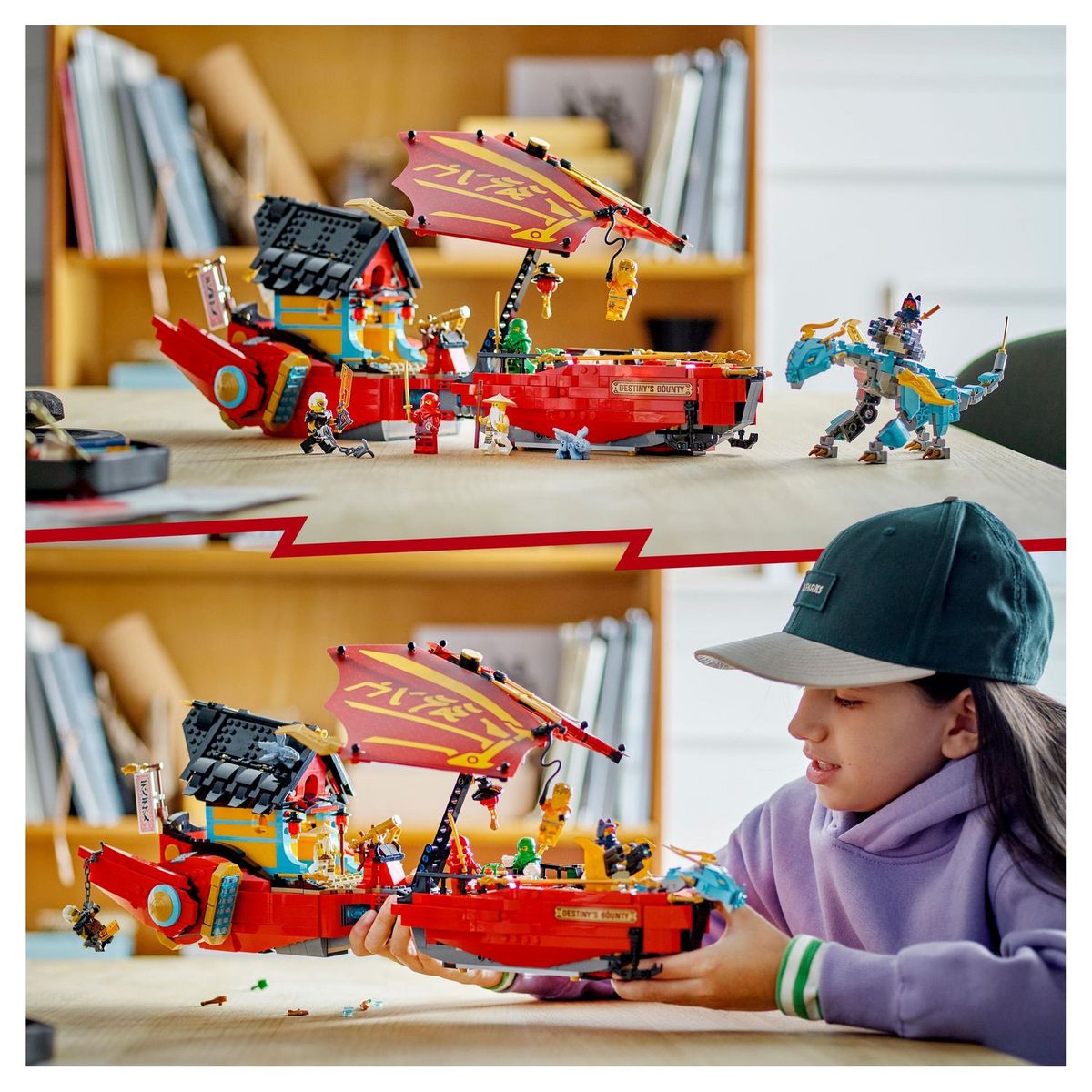 LEGO NINJAGO 71797 - Le QG des Ninjas - La Course Contre la Montre, Jouet de Construction Ninja pour Enfants avec 2 Figurines Dragon et 6 Minifigurines