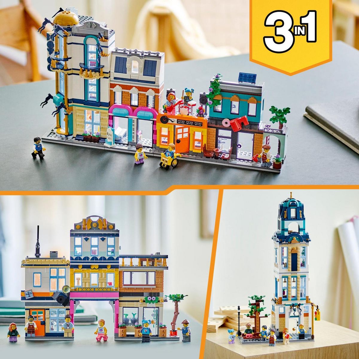 LEGO LEGO Creator 31141 La Grand-rue, Jouet de Construction avec Gratte-Ciel et Rue de Marché, Idée Cadeau