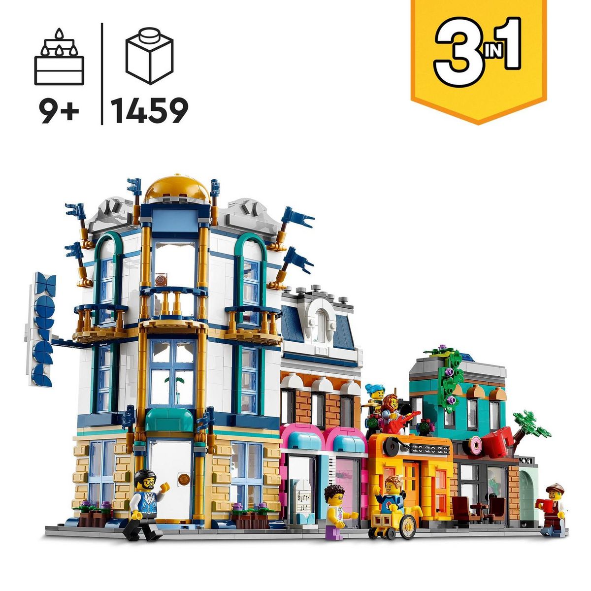 LEGO LEGO Creator 31141 La Grand-rue, Jouet de Construction avec Gratte-Ciel et Rue de Marché, Idée Cadeau