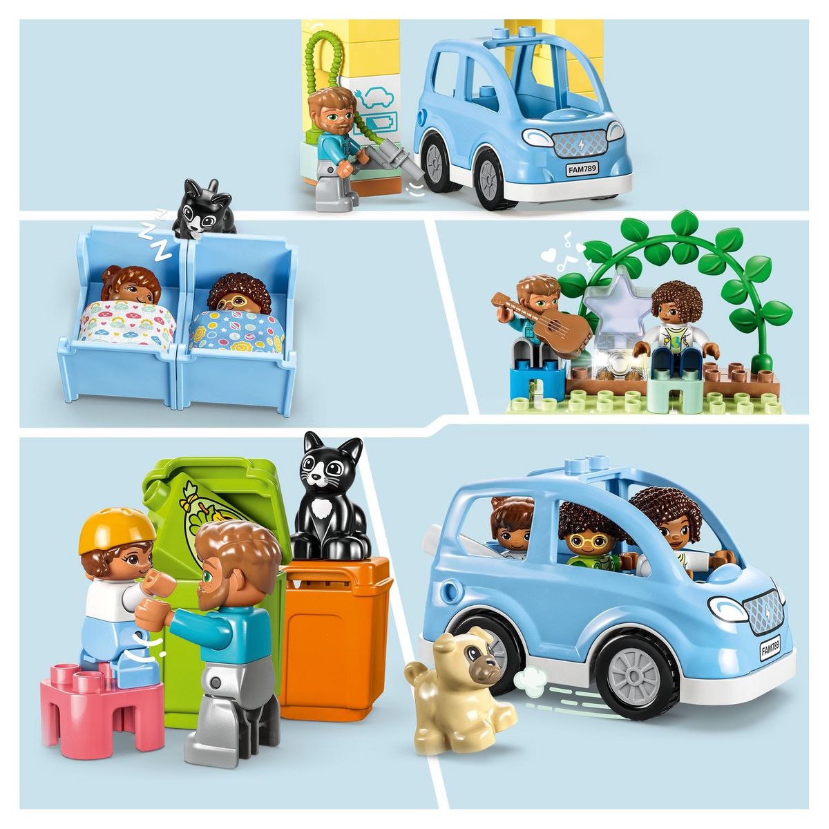 LEGO DUPLO 10994 - Ma Ville La Maison Familiale 3-en-1, Maison de Poupées en Briques avec Voiture, 5 Figurines, 2 Animaux et Lampe