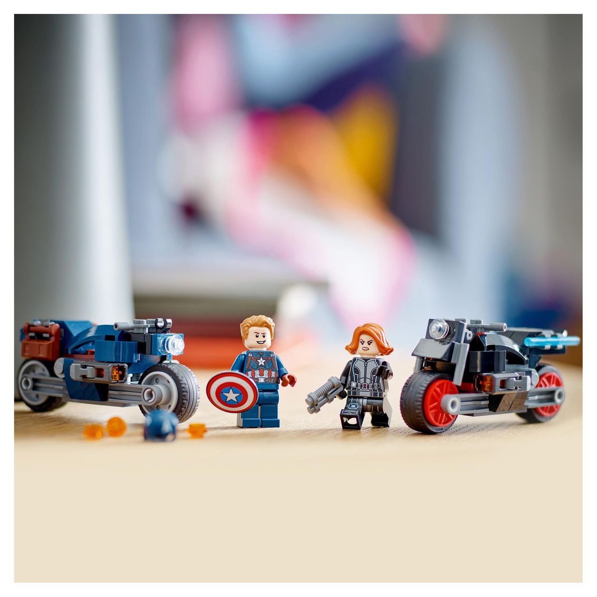 LEGO Marvel 76260 - Les Motos de Black Widow et de Captain America, Set Avengers L'Ère d'Ultron avec 2 Jouet de Motos, Super-Héros pour Enfants