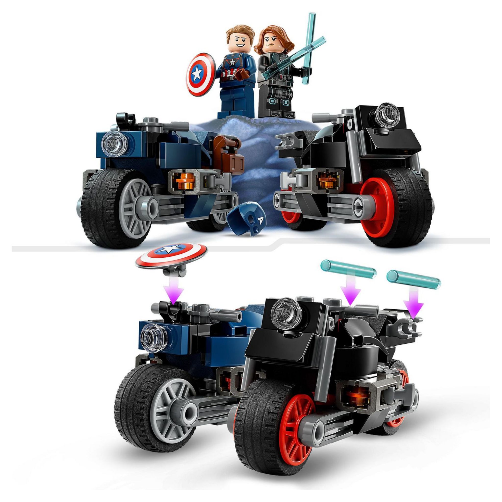 Voir la diapositive 6 : LEGO Marvel 76260 - Les Motos de Black Widow et de Captain America, Set Avengers L'Ère d'Ultron avec 2 Jouet de Motos, Super-Héros pour Enfants