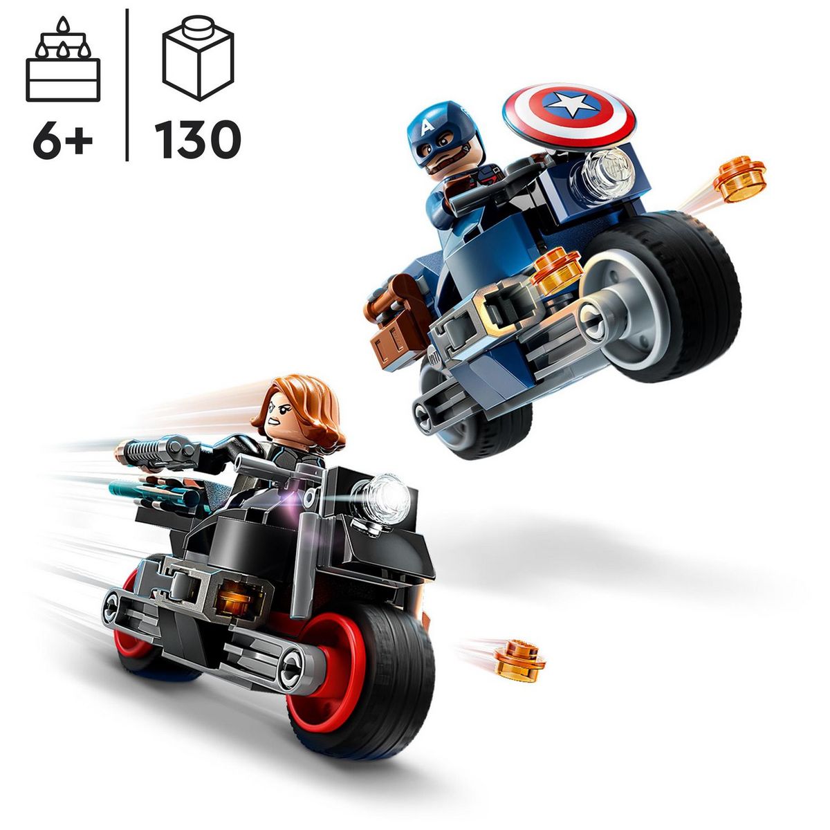 LEGO Marvel 76260 - Les Motos de Black Widow et de Captain America, Set Avengers L'Ère d'Ultron avec 2 Jouet de Motos, Super-Héros pour Enfants