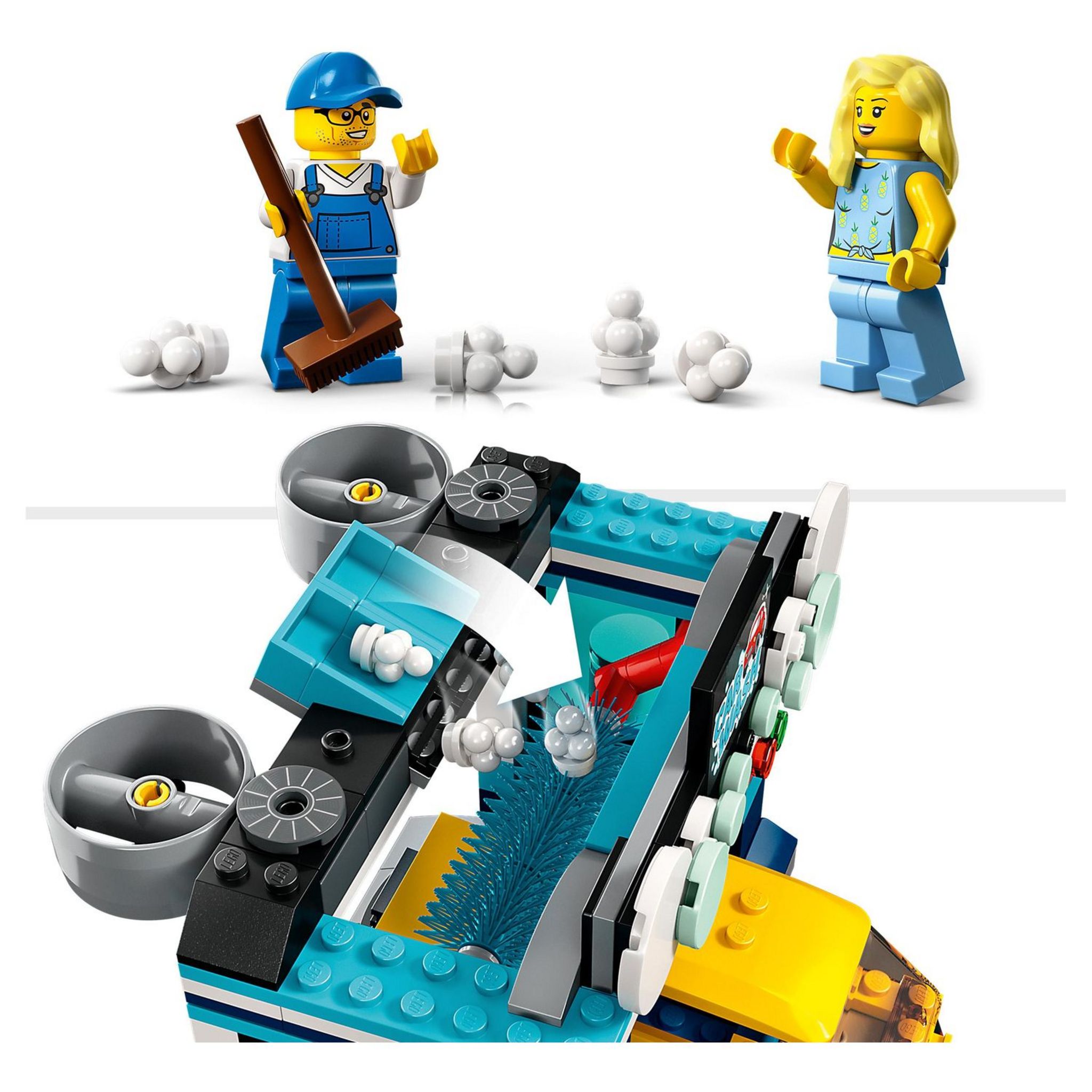 Voir la diapositive 5 : LEGO City 60362 - La Station de Lavage, Jouet pour Enfants Dès 6 Ans, Garçons, Filles, Set avec Brosses à Laver Rotatives, Voiture et 2 Minifigurines
